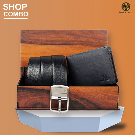 Relish Reversible PU-Leather Belt and Black Bi-Fold Wallet Combo Set for  Mens and Boys, Gift Hamper for Men