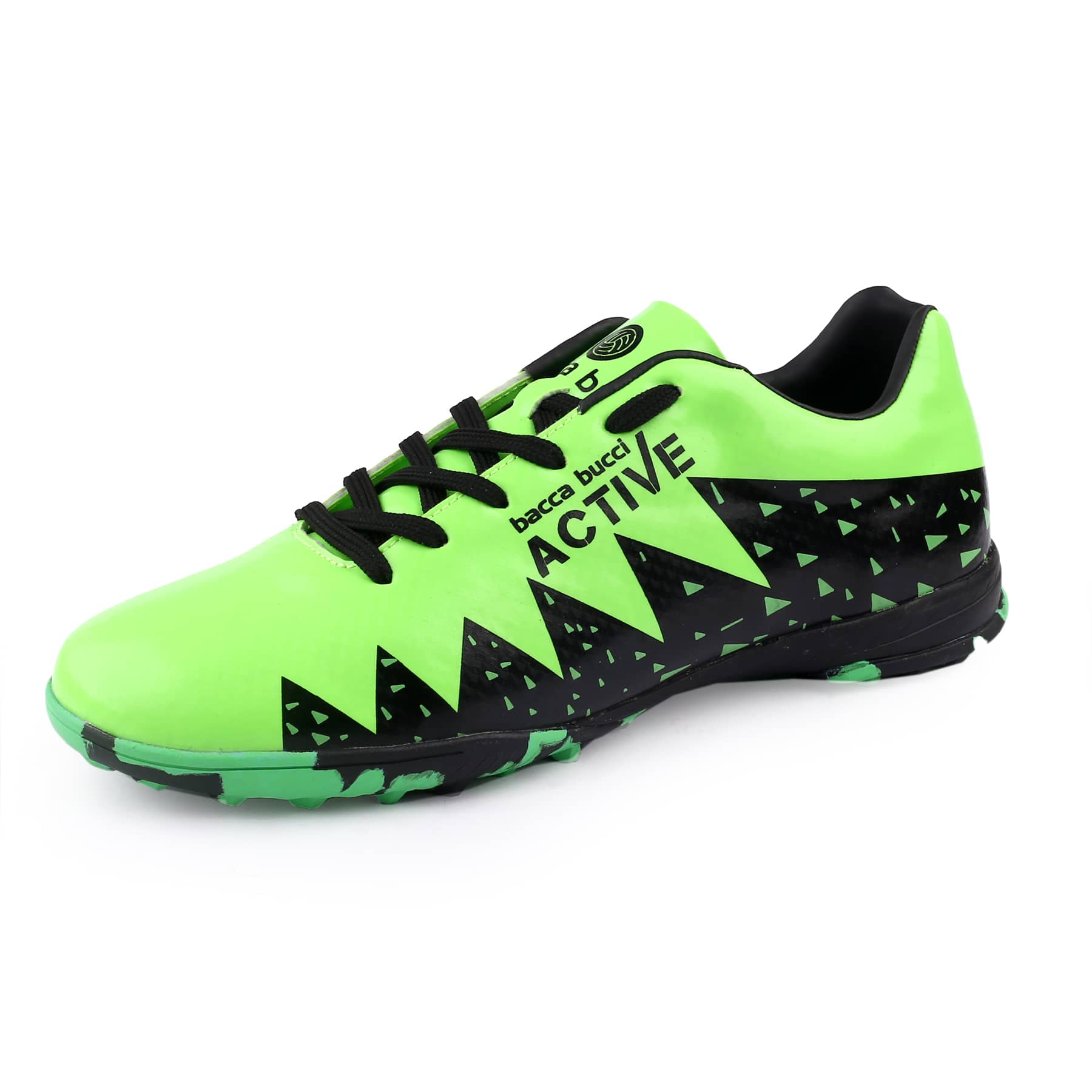 Bacca Bucci Neon Strike Pro Futsal Shoes – High-Performance Indoor Soccer Footwear with Enhanced Grip Sole, Dynamic Fit, Lightweight Design in Striking Neon Green with Agile Traction Control