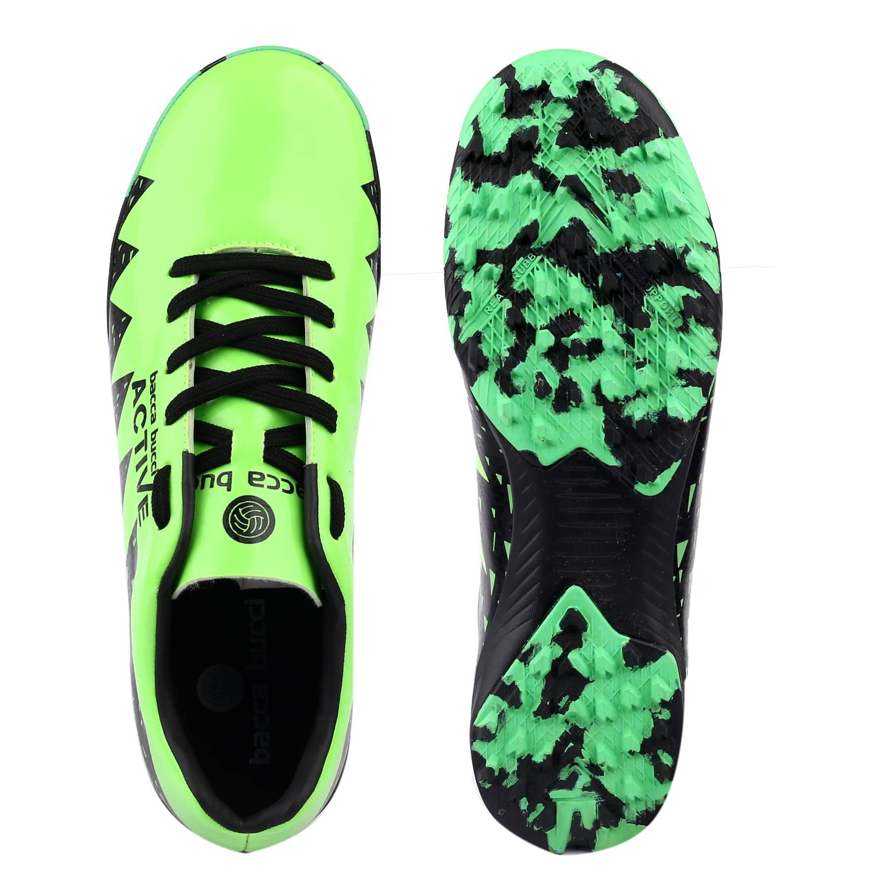Bacca Bucci Neon Strike Pro Futsal Shoes – High-Performance Indoor Soccer Footwear with Enhanced Grip Sole, Dynamic Fit, Lightweight Design in Striking Neon Green with Agile Traction Control