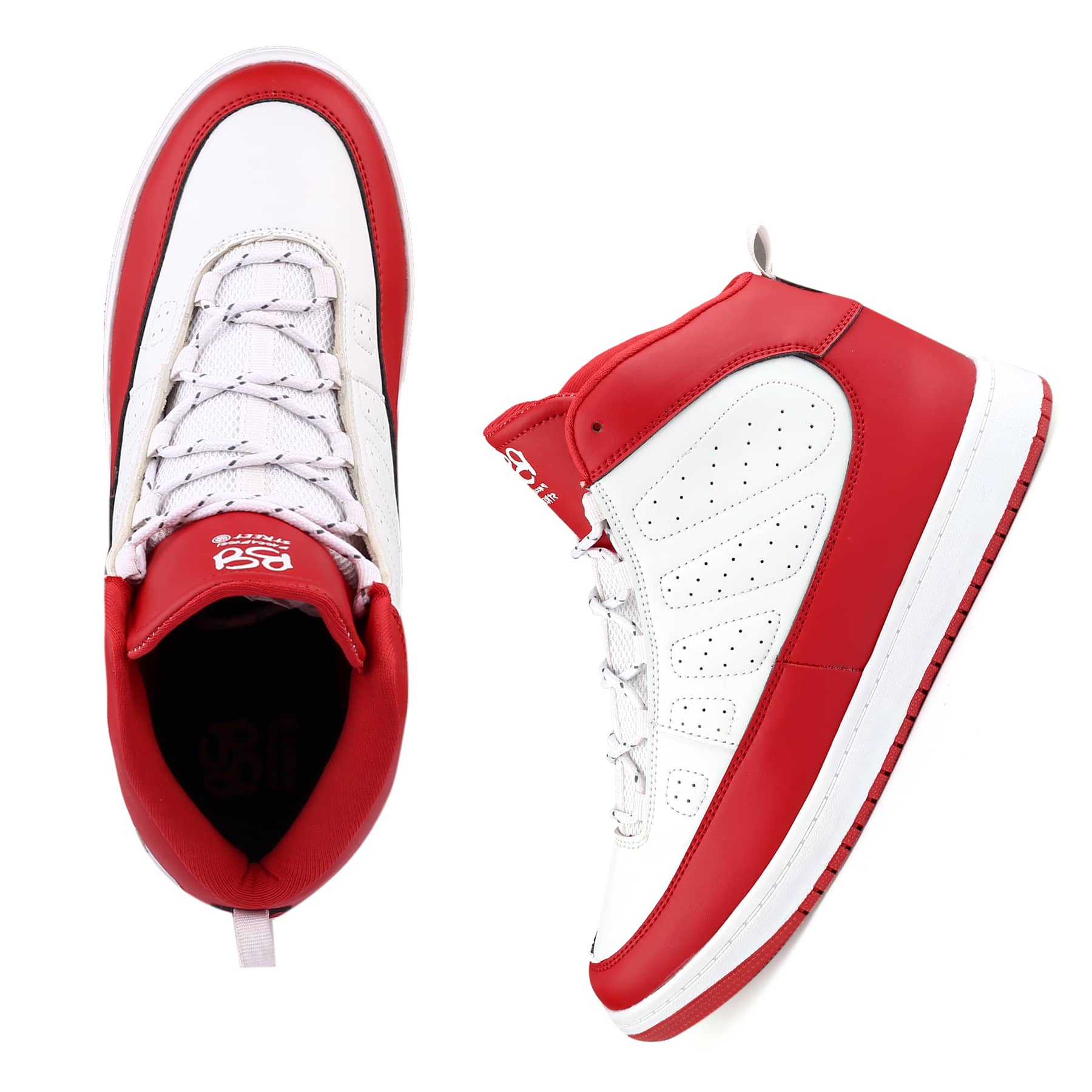 Bacca Bucci RetroFlight High-Tops: Cardinal Edition in Crimson Crest White, Streetwise Elegance