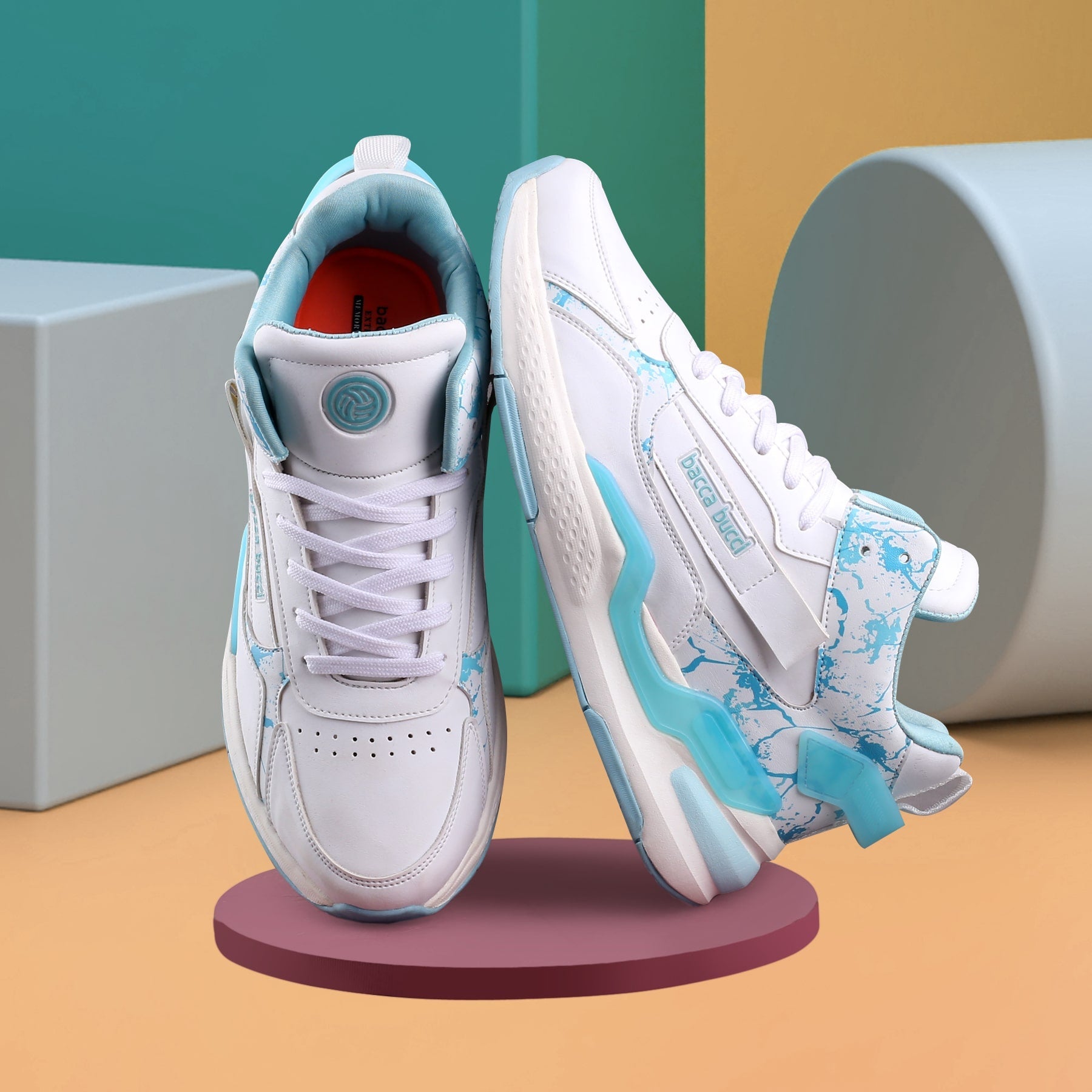 Mid Top Sneakers Bacca Bucci Veera Men's Athletic White Mid Tops with Futuristic Style