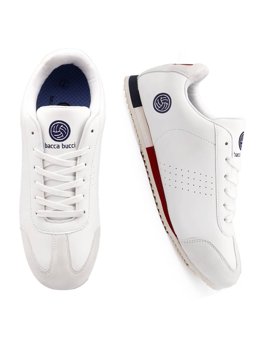 Bacca Bucci Zest RetroDash Sneakers – Sleek White Elegance with a Sporty Red Heel Pop