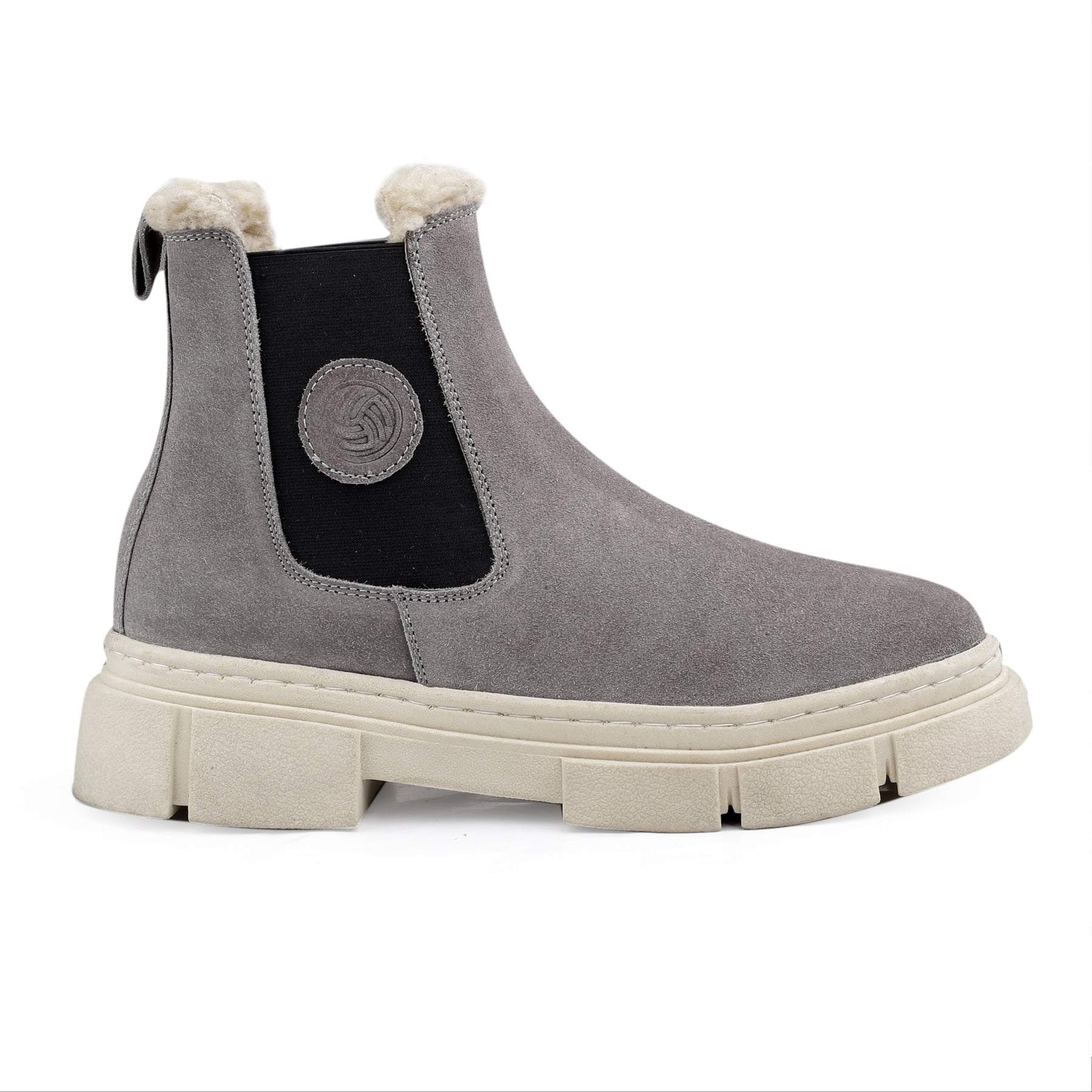 Bacca Bucci ALPINE ARMOR Genuine Suede Leather Chelsea Snow Men's Boots With Chunky Rubber Lug Sole with Fur