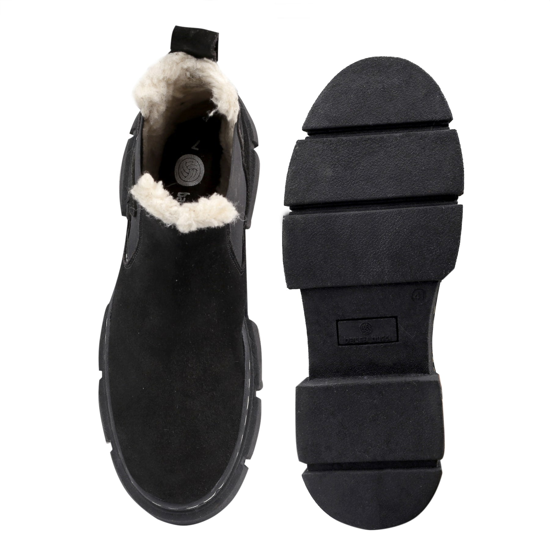 Bacca Bucci ALPINE ARMOR Genuine Suede Leather Chelsea Snow Men's Boots With Chunky Rubber Lug Sole with Fur