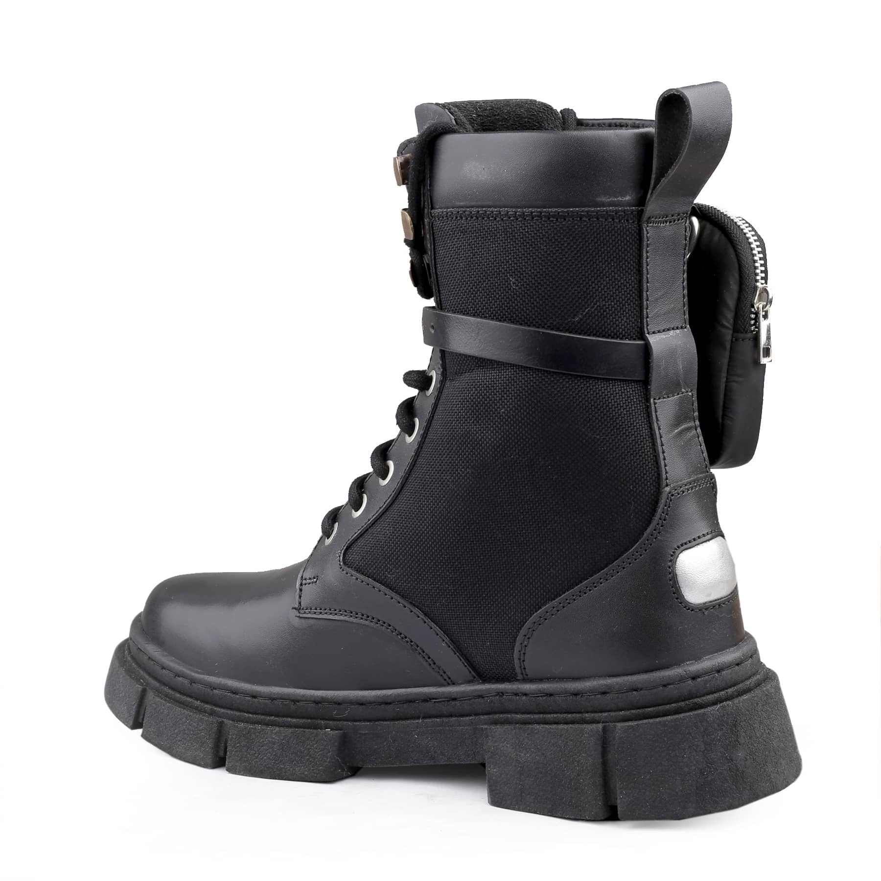 Bacca Bucci ASSASSIN Genuine brushed leather combat boots with detachable coin pocket and a chunky rubber lug sole