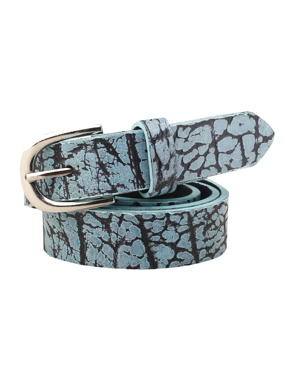 Bacca Bucci Azure Serpentine 22mm Textured Fashion Belt for Women, Genuine Leather