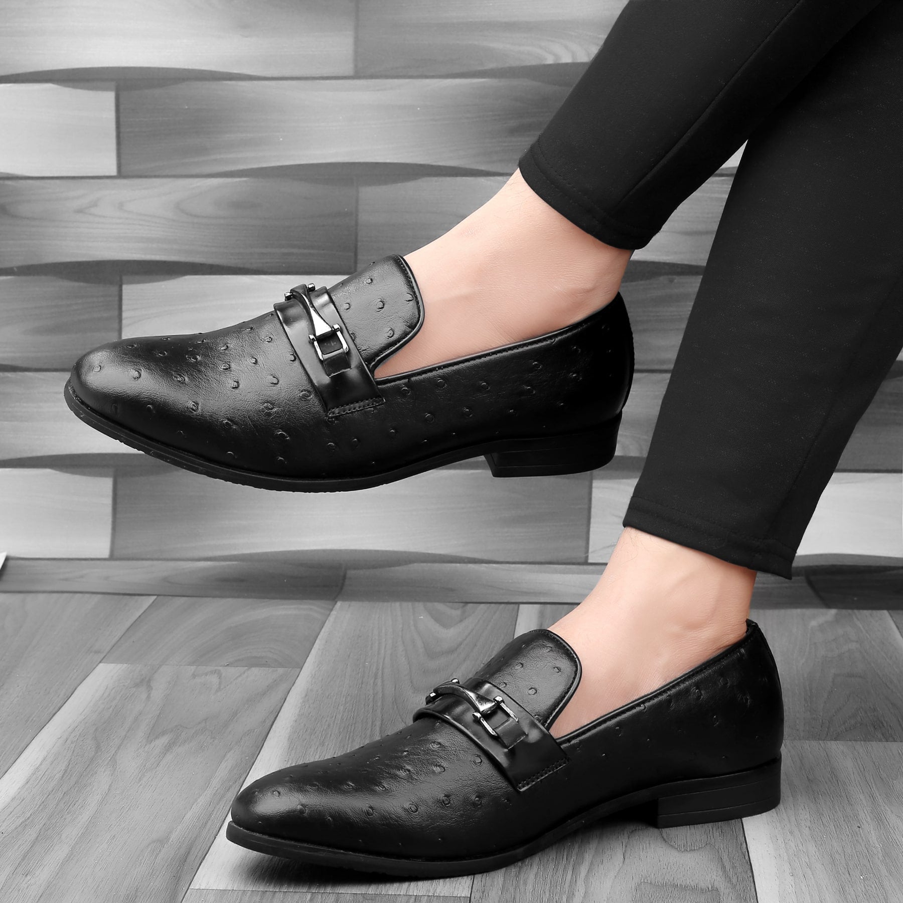 black formal slip on shoes