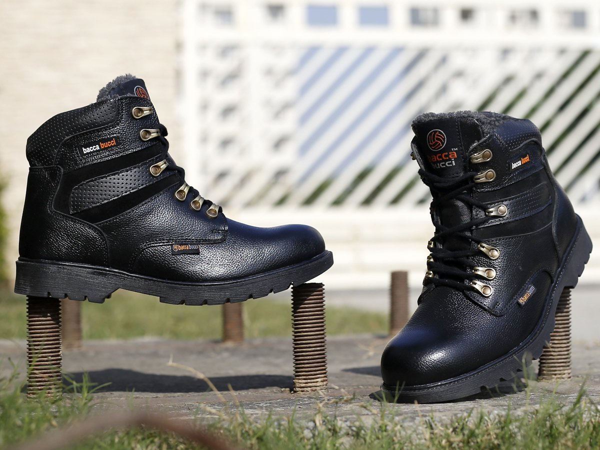 Genuine Grain Leather Outdoor Snow Boot inches Steel Toe-Cap Boots Bacca Bucci