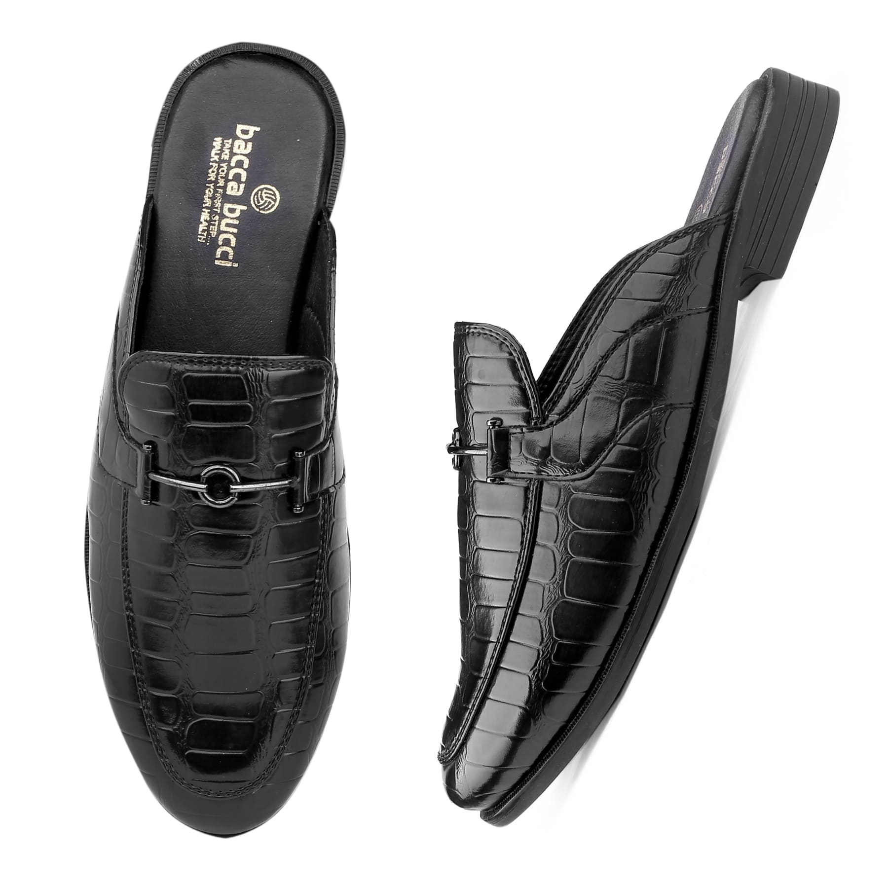 Bacca Bucci Men's NOVA Mules Clogs Open back Loafers with Comfortable Memory Insoles | Party Ethnic Wear Shoes