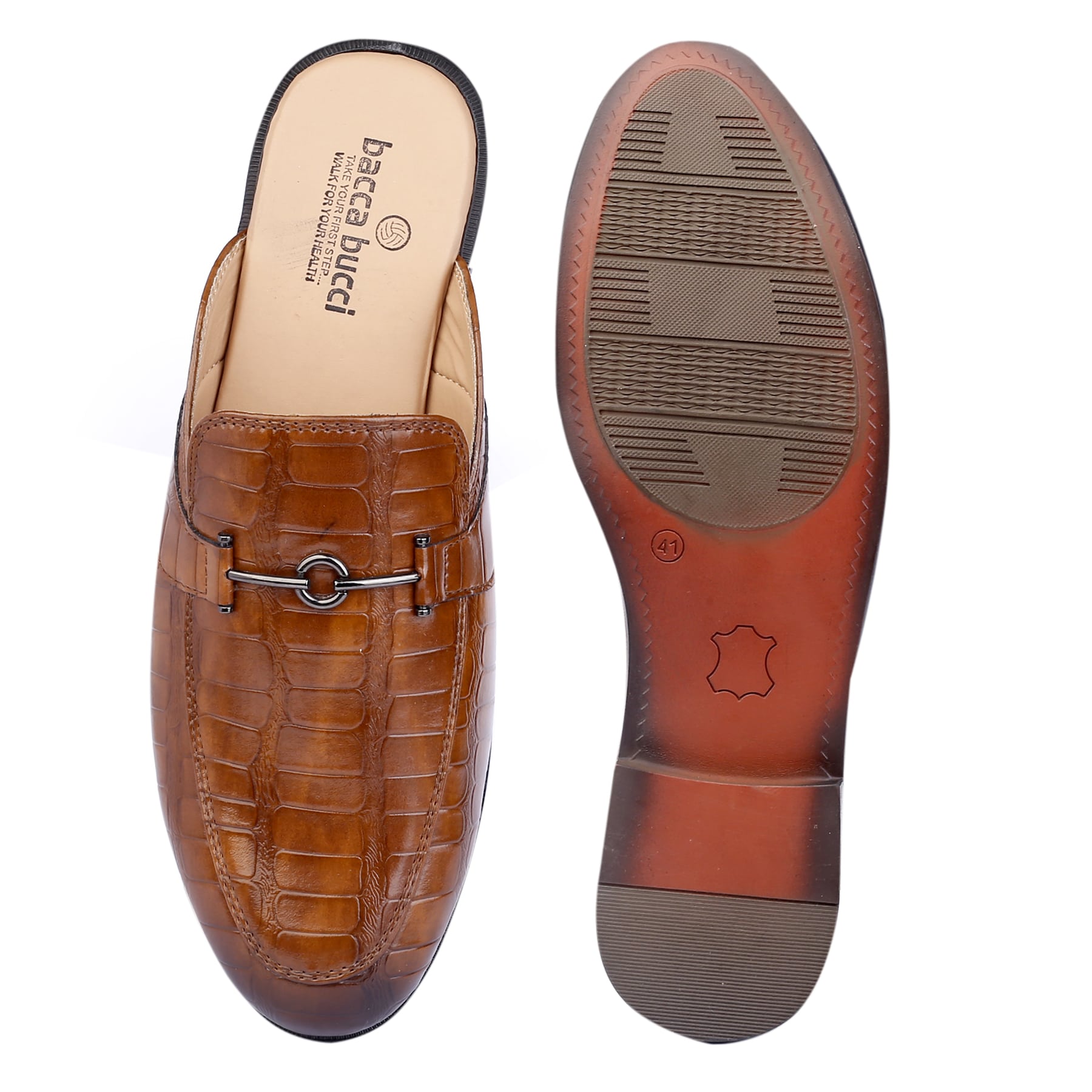 Bacca Bucci Men's NOVA Mules Clogs Open back Loafers with Comfortable Memory Insoles | Party Ethnic Wear Shoes