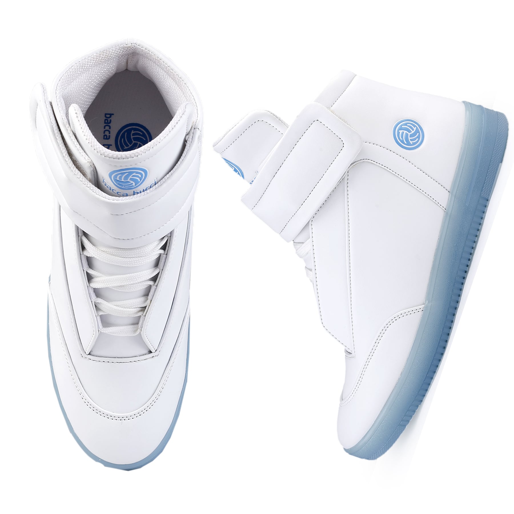 Bacca Bucci OYSTER Men's Flat Sole Hi-Top Casual Lace up Sneakers with Translucent Rubber Outsole