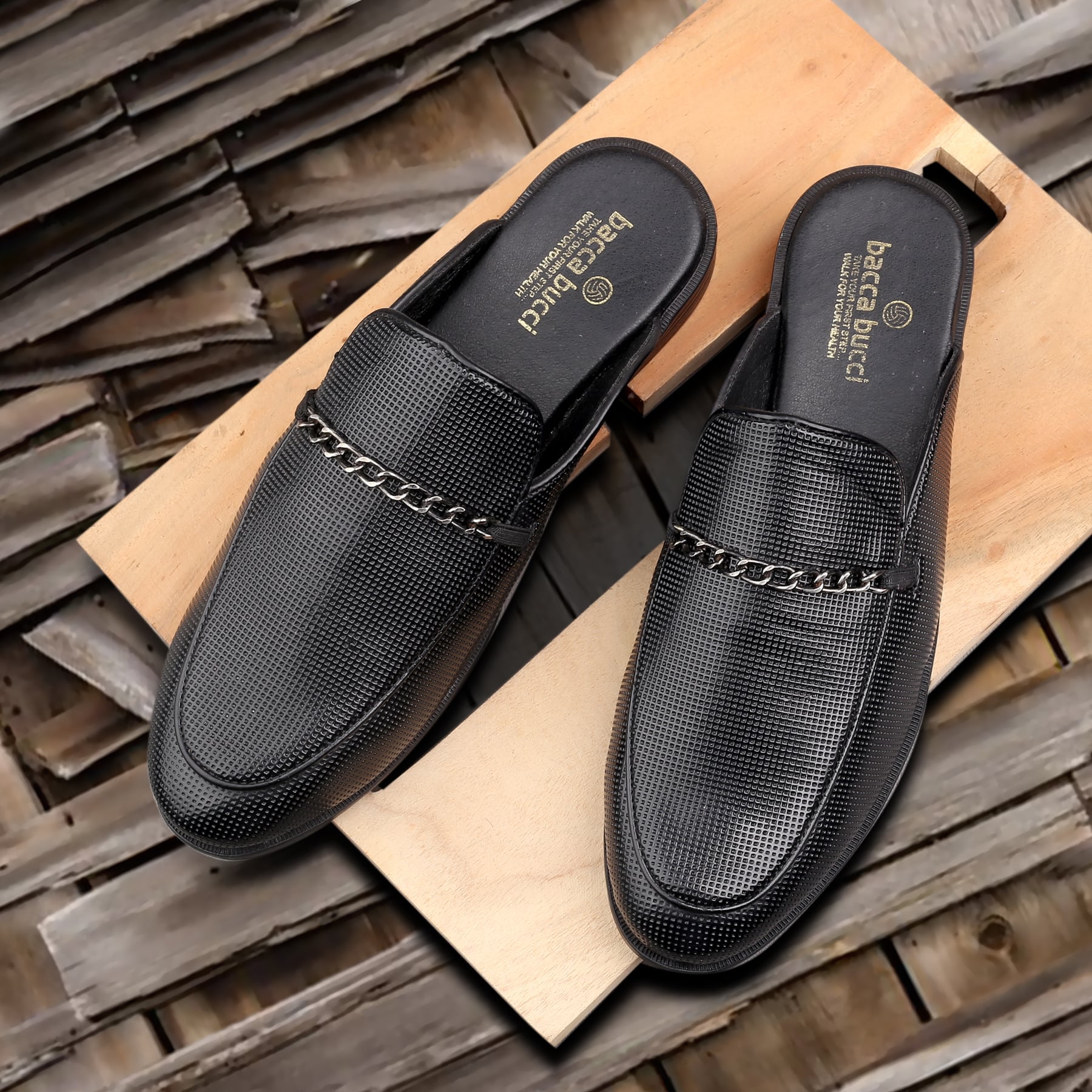 Bacca Bucci Men MOROCCO Mules Loafers with Comfortable Memory Insoles
