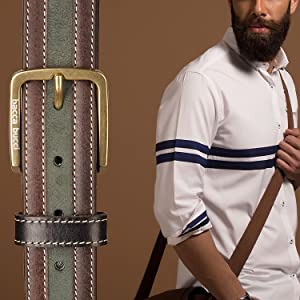 Bacca Bucci Genuine leather Casual Jeans belt 35 MM wide 4 MM thick - Bacca Bucci