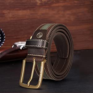 Bacca Bucci Genuine leather Casual Jeans belt 35 MM wide 4 MM thick - Bacca Bucci