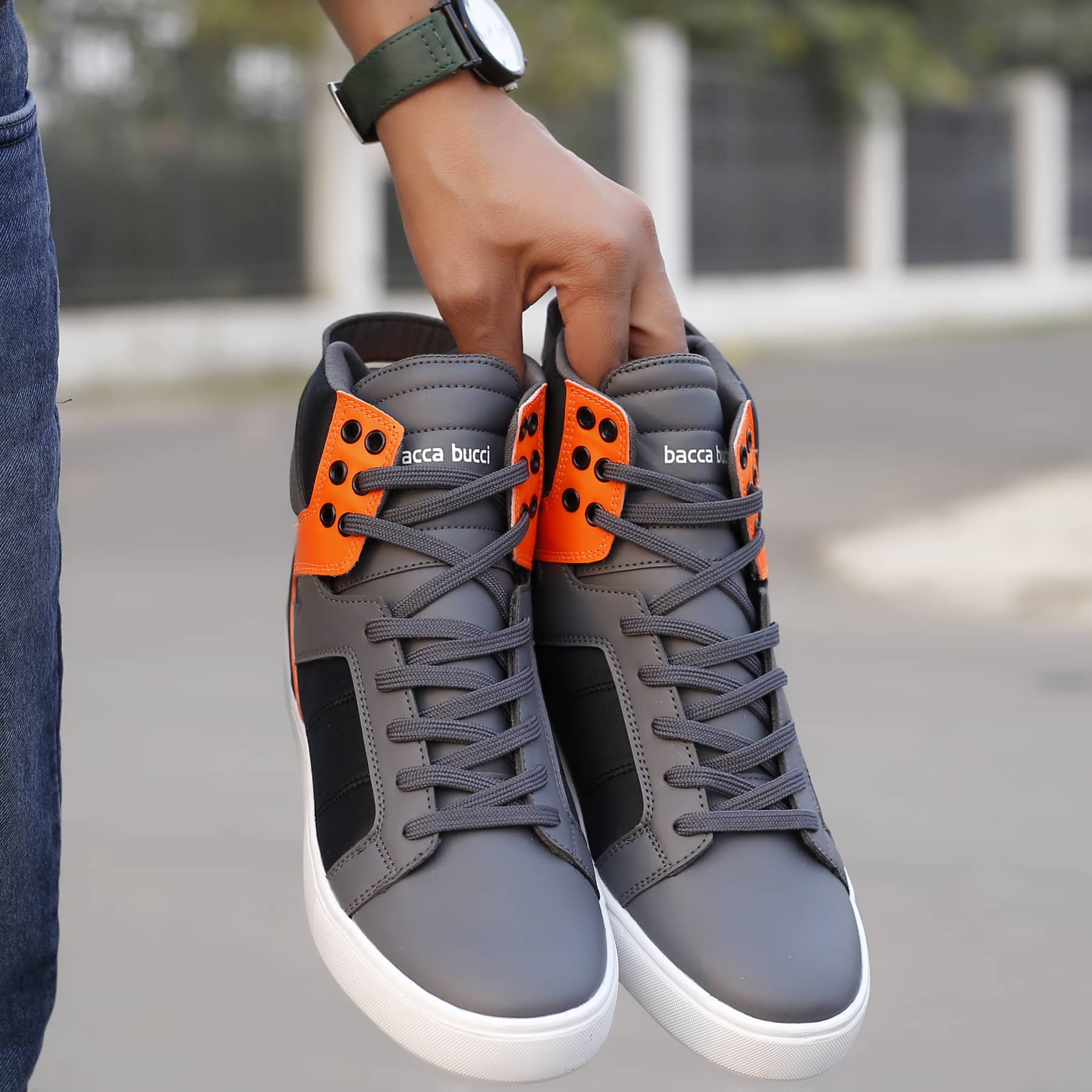 hi top casual shoe for men grey