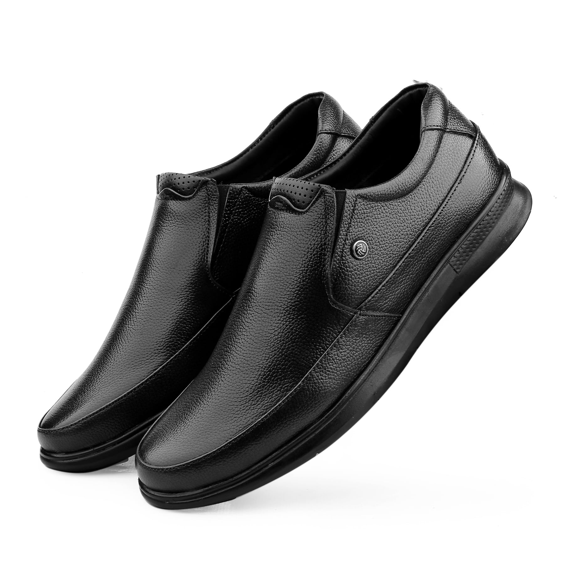 Bacca Bucci Men's Grain Milled Leather Office Slip-ons Formal Shoes with Memory Comfort footbed | UK- 06 to 13 | Plus size available