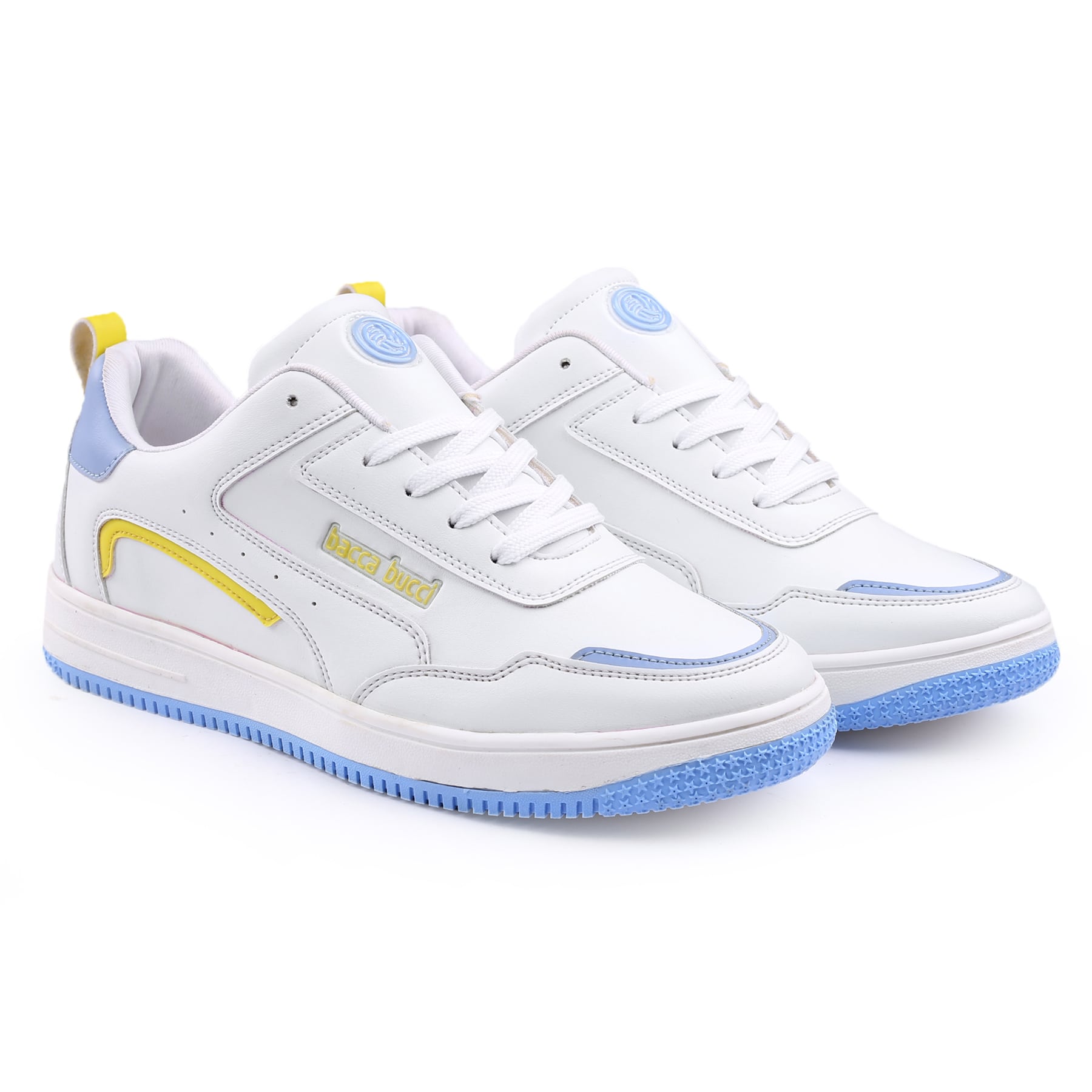Bacca Bucci POLAR Flat Sole White Sneakers Casual Shoe for all Day wear with Memory Cushion Footbed