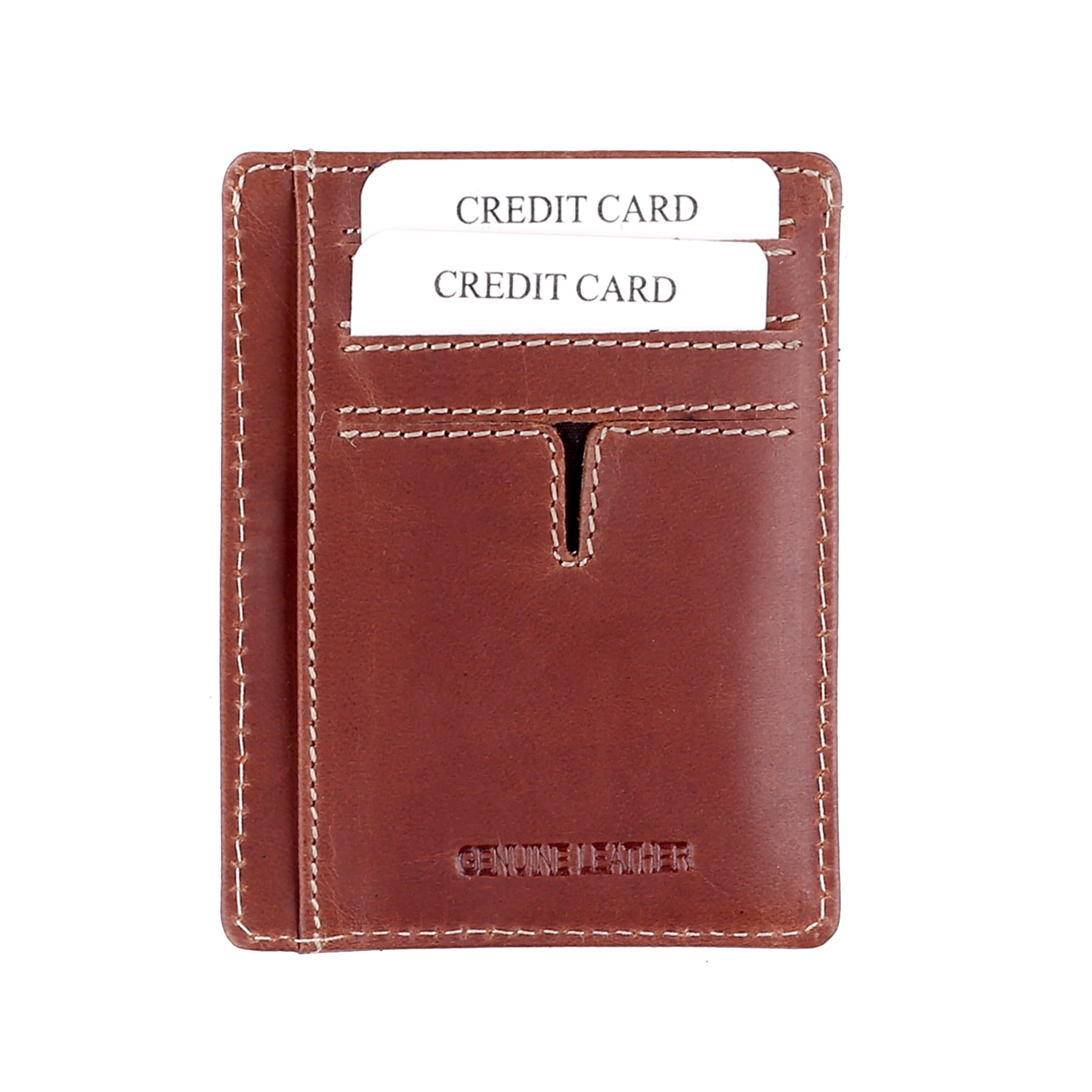 Bacca Bucci Genuine Leather Unisex Credit-Card Holder Wallet | Gift Card Display Case | Minimalist Light Thin Card Storage Case with RFID Blocking