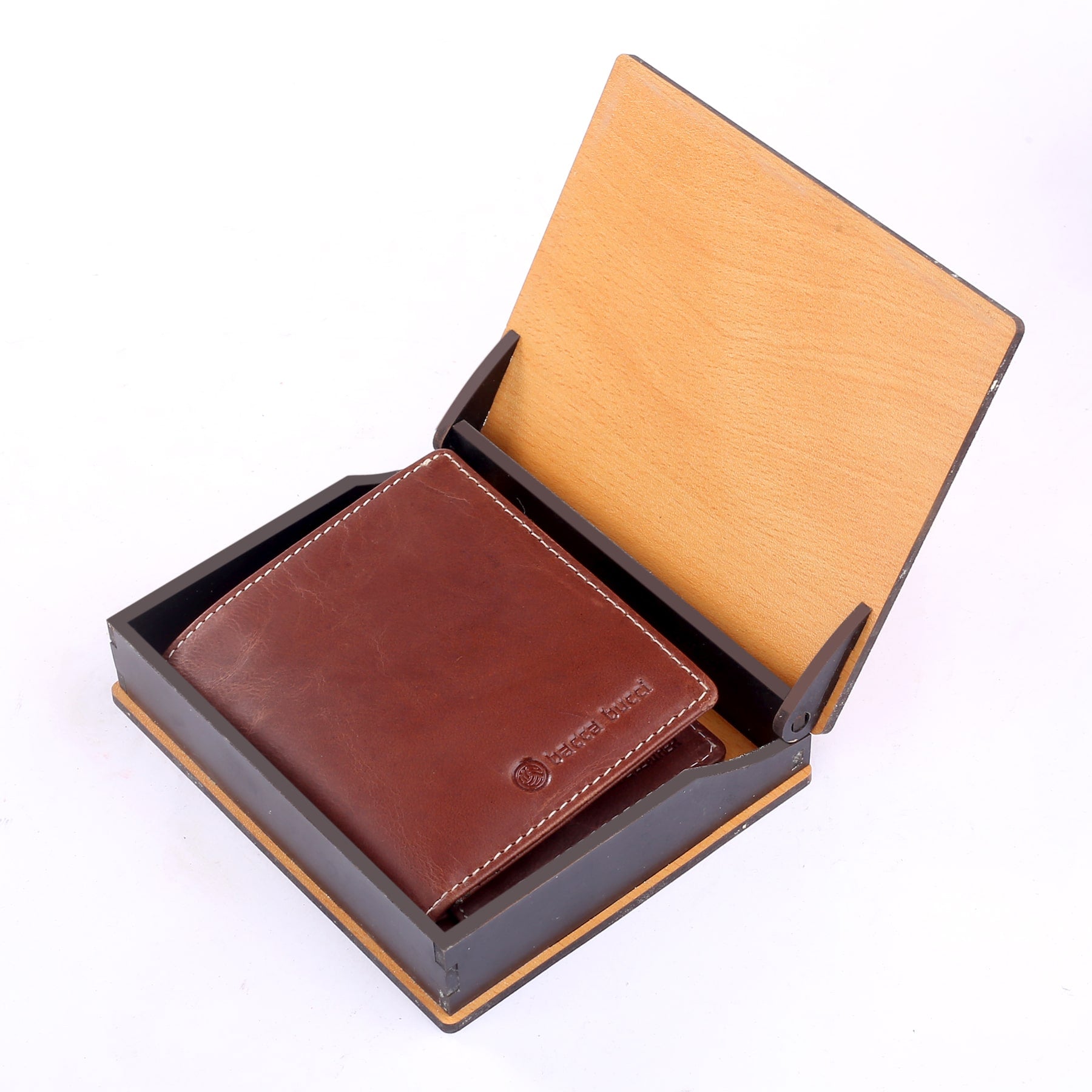Bacca Bucci Genuine Leather Unisex Bi-Fold Credit Card Holder Wallet | Gift Card Display Case | Minimalist Light Thin Card Storage Case with RFID Blocking