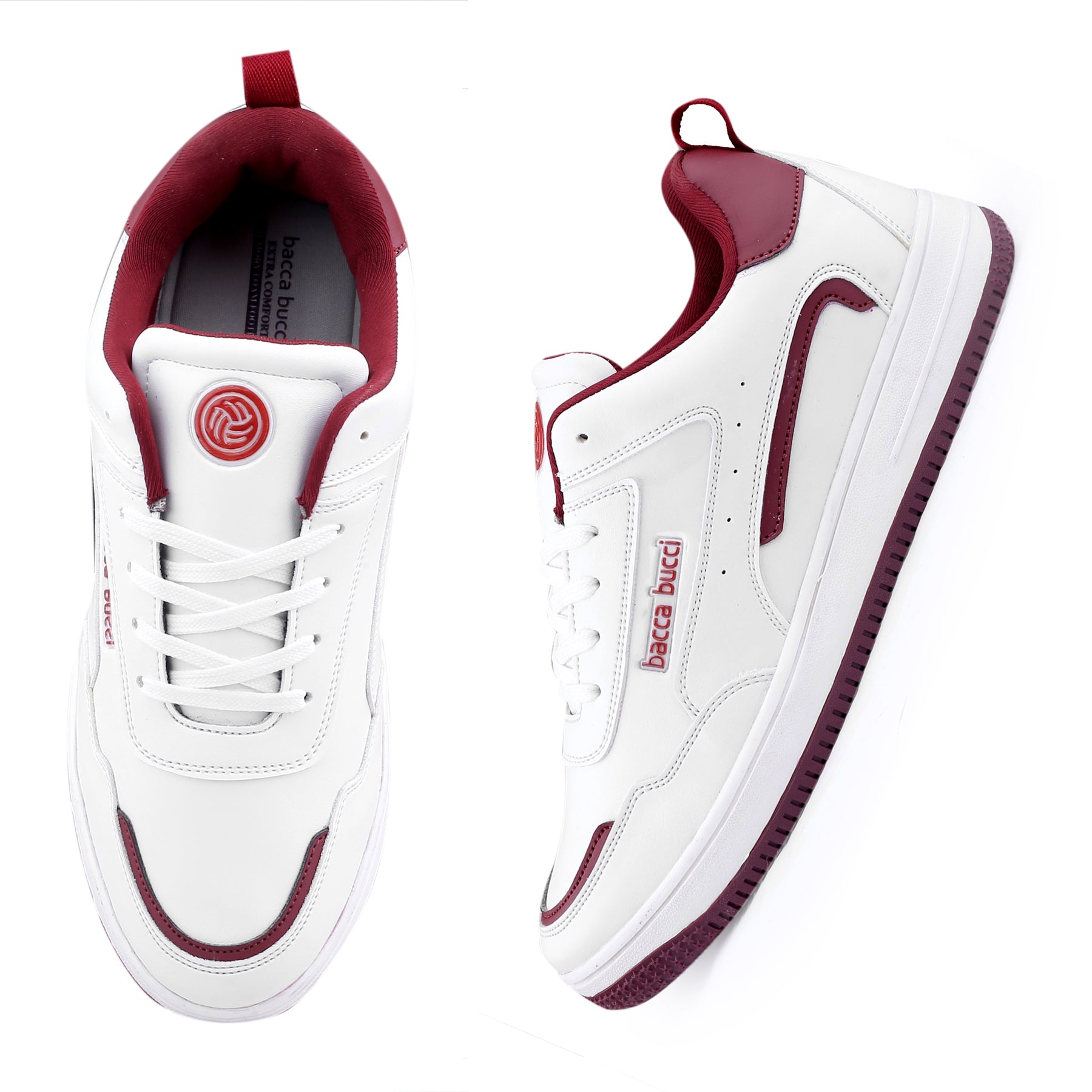 Bacca Bucci POLAR Flat Sole White Sneakers Casual Shoe for all Day wear with Memory Cushion Footbed