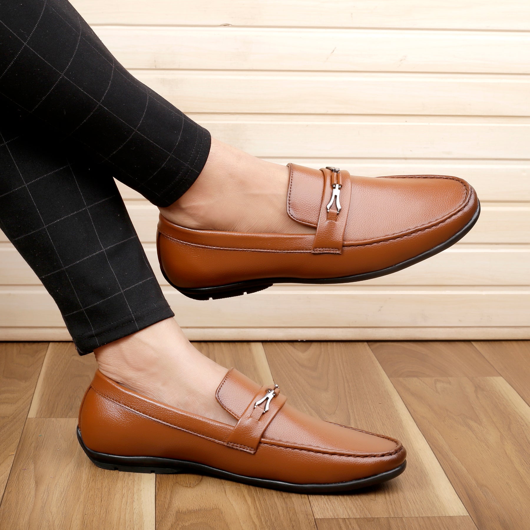 Mens brown slip on shoes Clearance