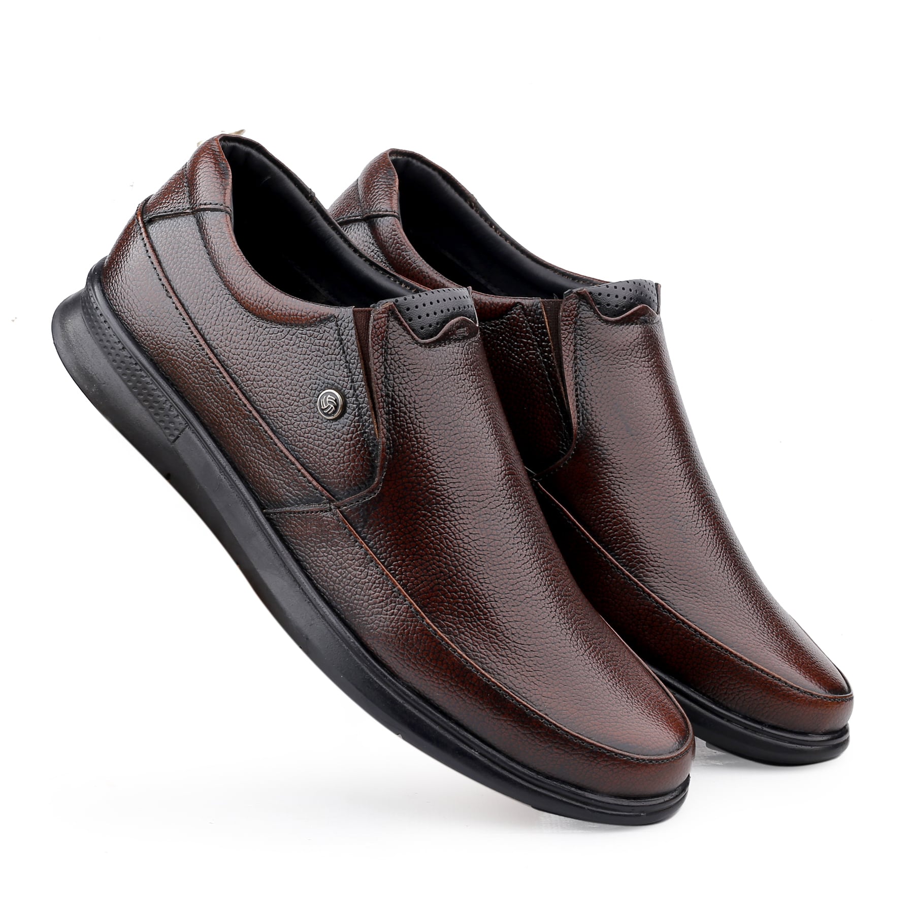 Bacca Bucci Men's Grain Milled Leather Office Slip-ons Formal Shoes with Memory Comfort footbed | UK- 06 to 13 | Plus size available