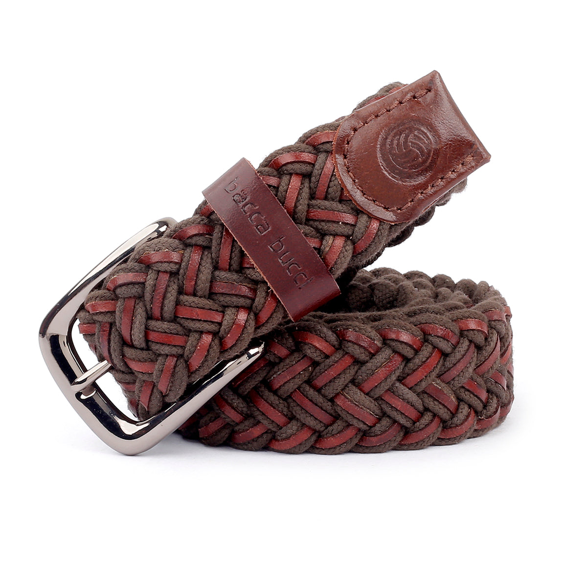 Bacca Bucci Woven leather and Cotton Elastic braided belt for men
