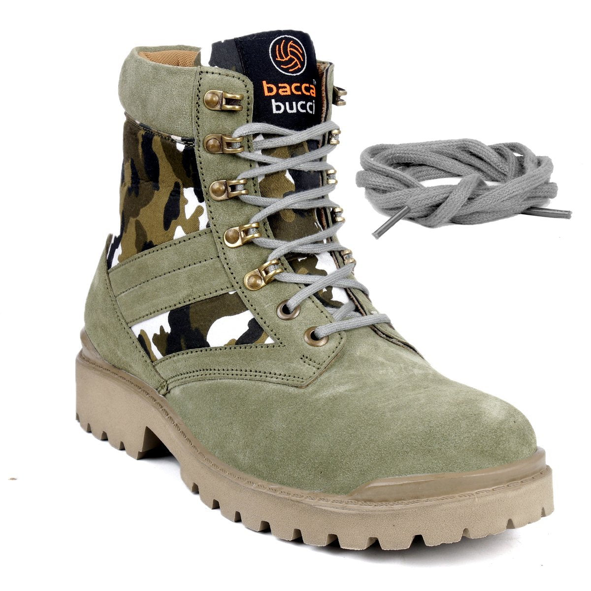 Leather Boots Bacca Bucci Durable Suede Leather Boots Men's Military Jungle Boots in Olive Suede Leather