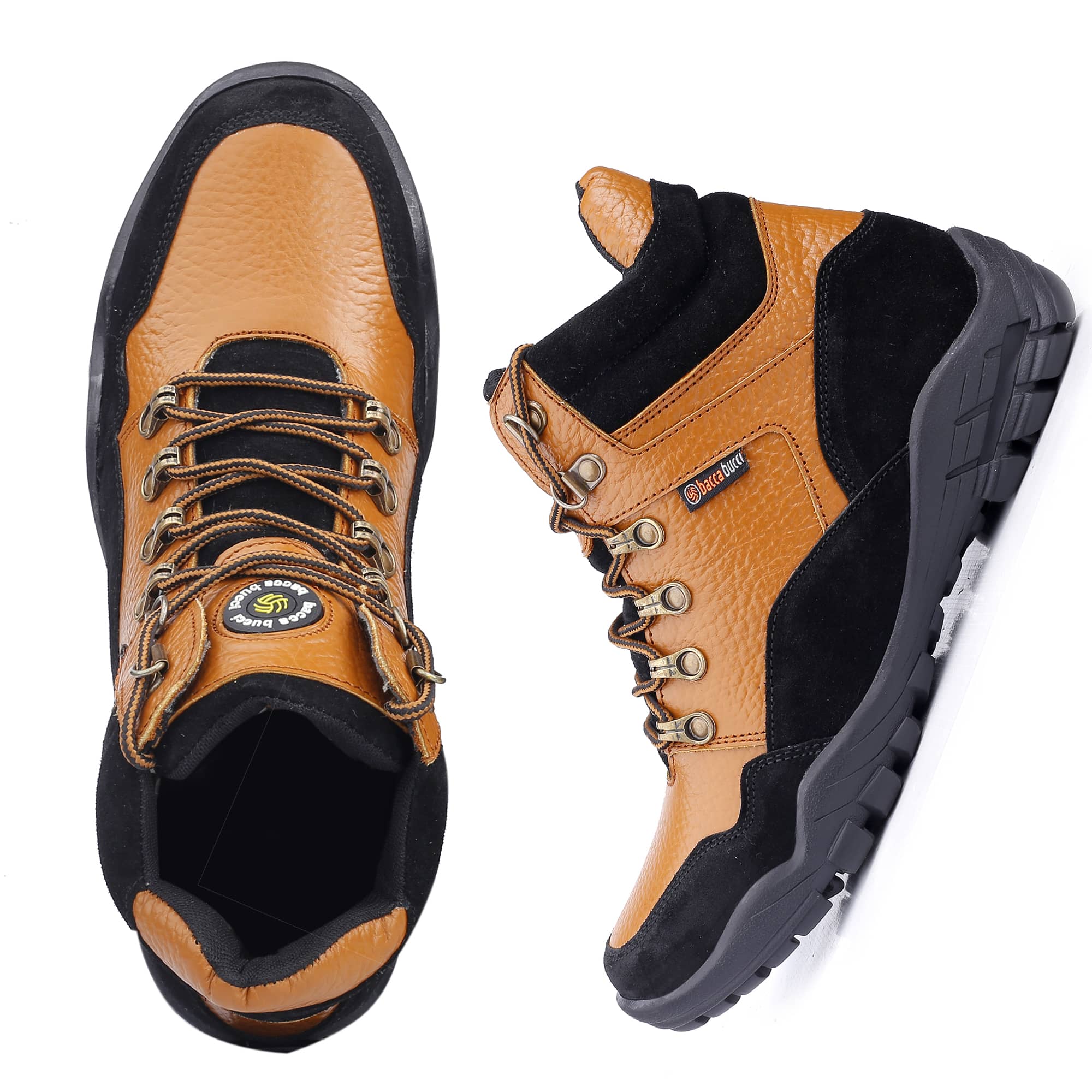 Bacca Bucci Men's KAILASH Splash-Proof Full Grain Leather Boots for Trekking Trails Backpacking and Hiking