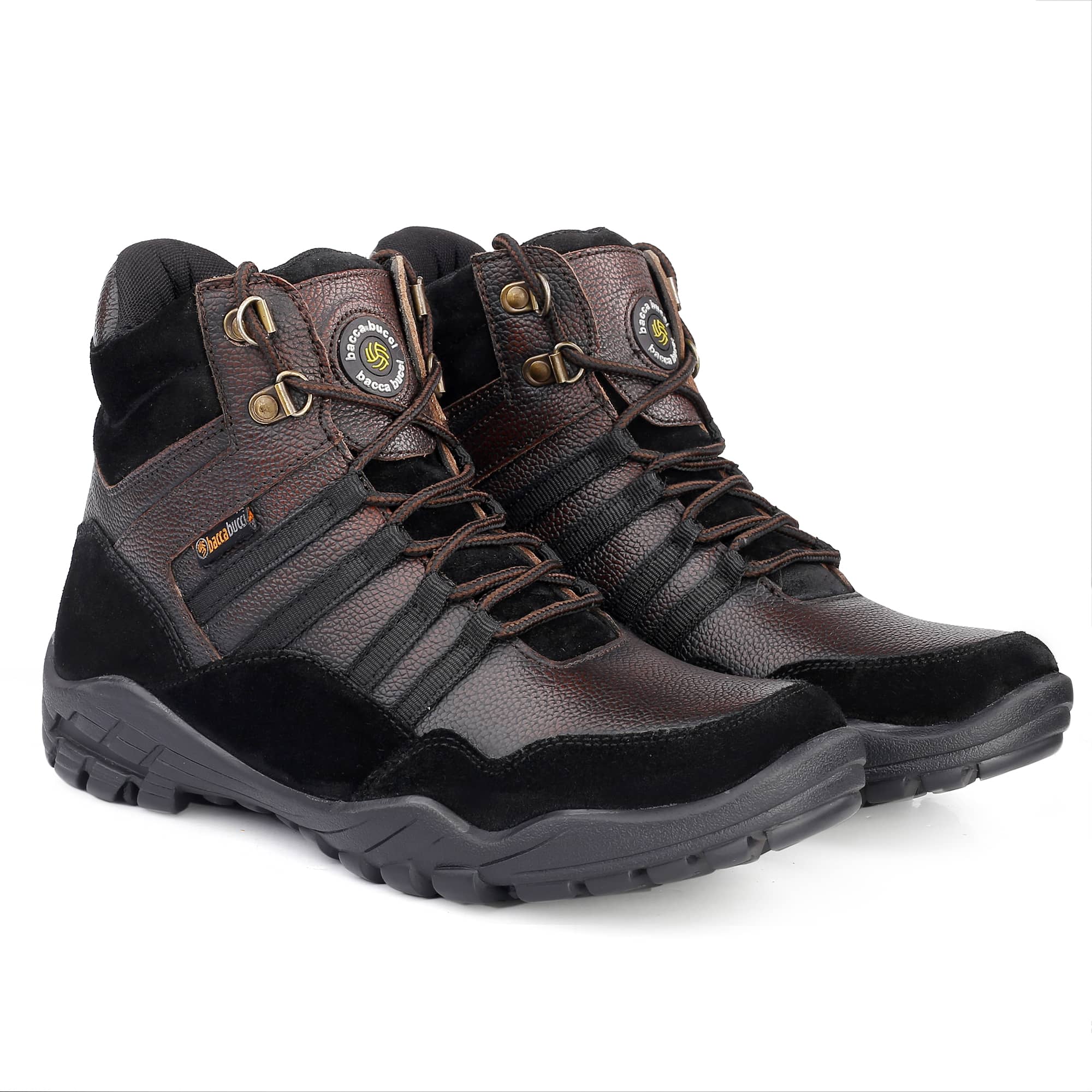 Bacca Bucci Men's MOUNTAIN Splash-Proof Leather Biker Boots- Trekking Backpacking & Hiking