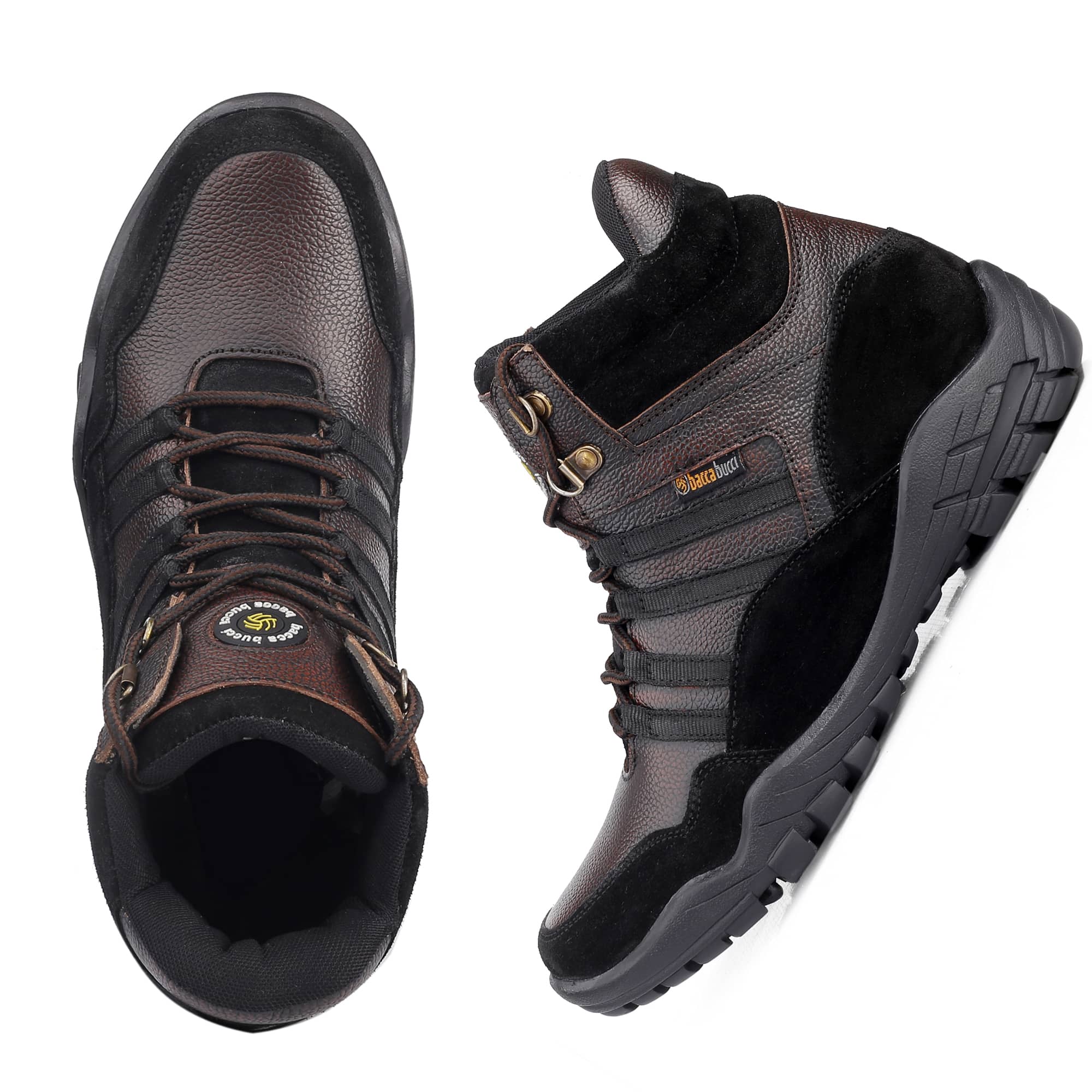 Bacca Bucci Men's MOUNTAIN Splash-Proof Leather Biker Boots- Trekking Backpacking & Hiking