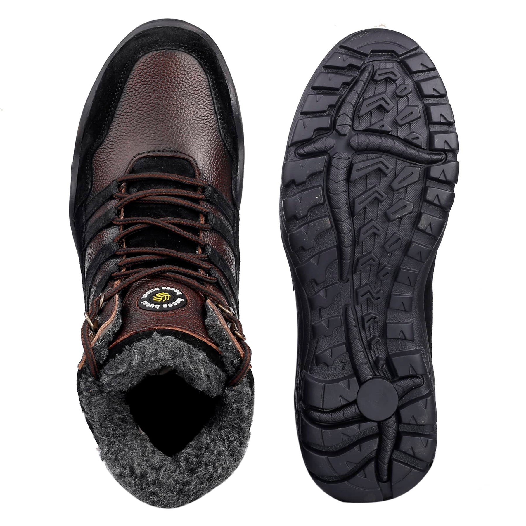 Bacca Bucci Men's MOUNTAIN Splash-Proof Leather Biker Boots for Trekking, Backpacking & Hiking With Fur