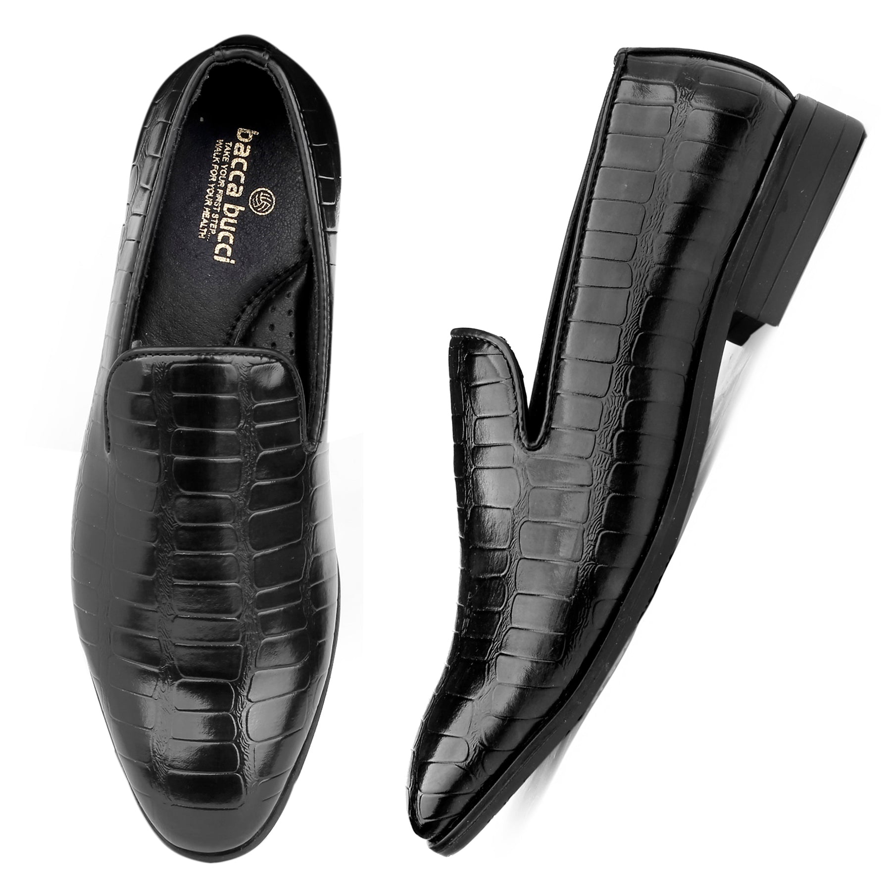 Bacca Bucci Men's NAPLES Party Textured Loafers | Wedding Dress Formal Slip-on Shoes