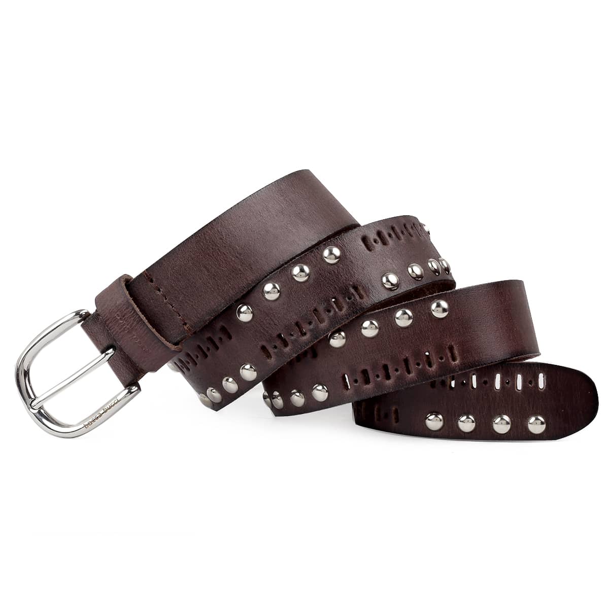 Casual Leather Belt Mens Mens Stylish Studded Casual Leather Rivets Belt Bacca Bucci