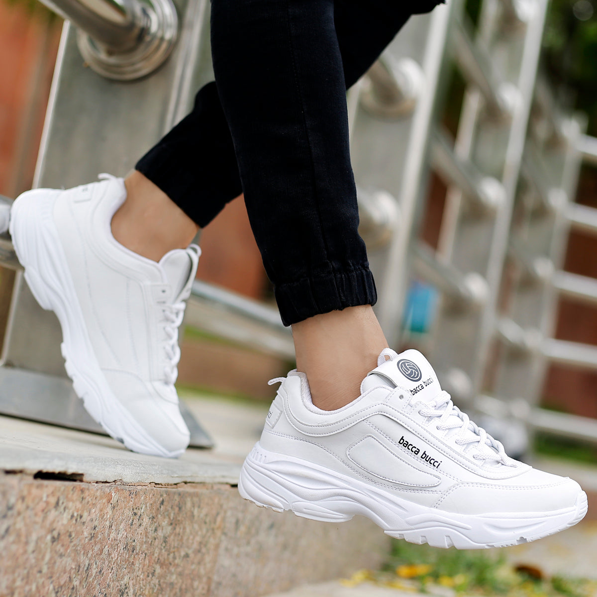 Bacca Bucci Men's AFTERBURN Street Fashion White Sneakers | White Sports  Shoes for Men