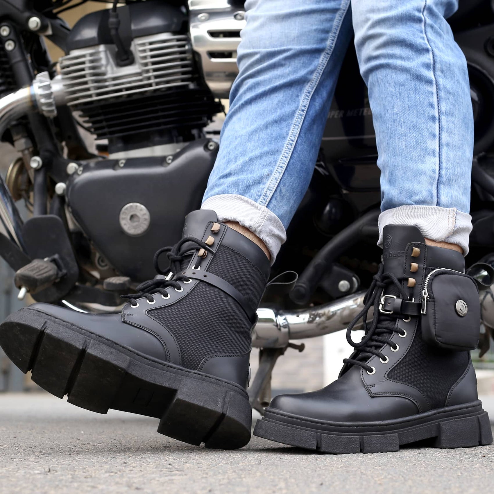 Bacca Bucci Combat Boots For Men With Detachable Coin Pocket With ...