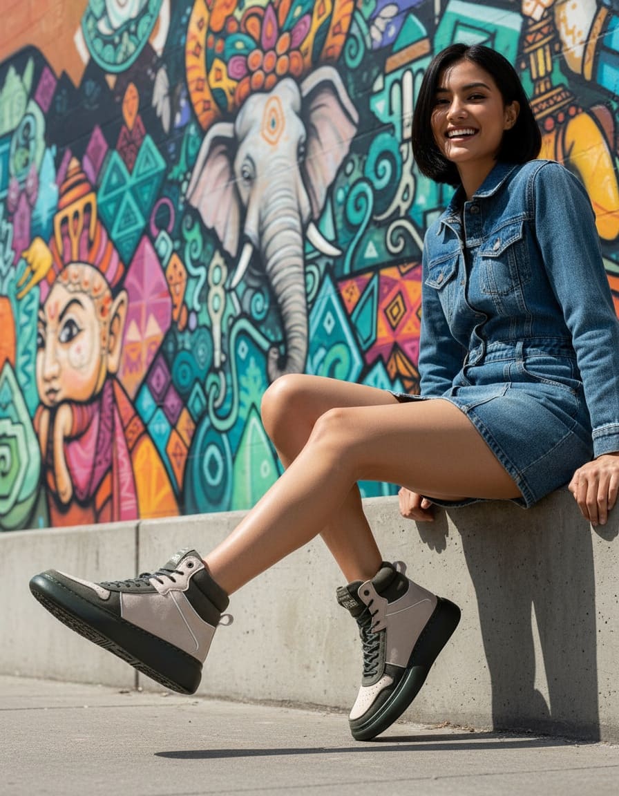 Bacca Bucci × Discovery Noir Women’s High-Top Sneakers