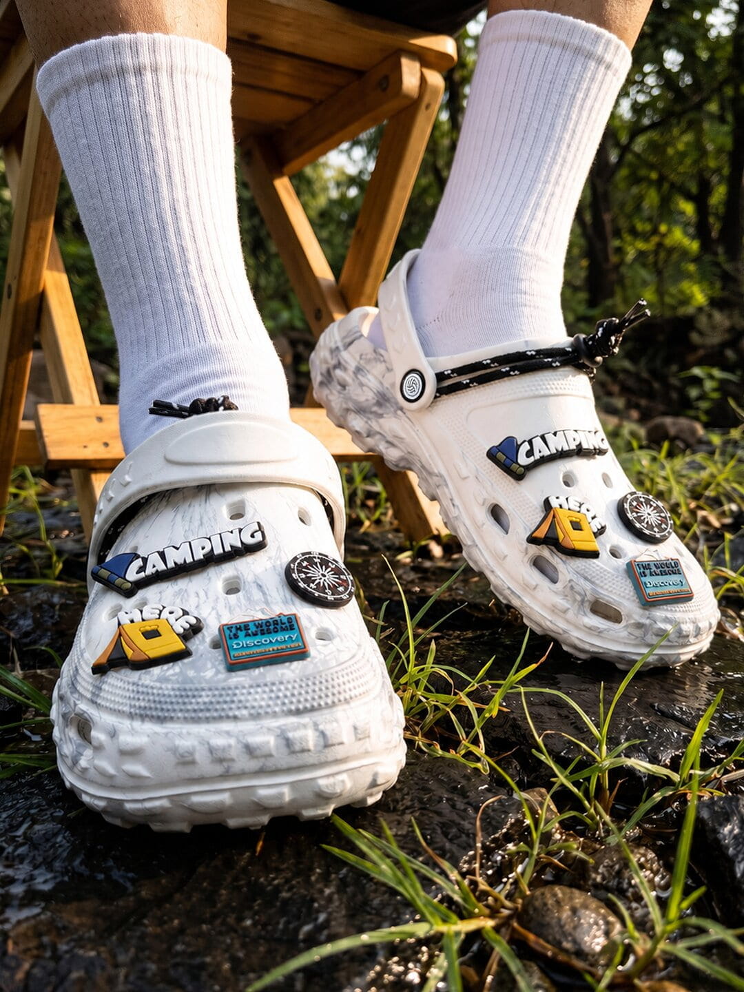 Discovery × Bacca Bucci Marble Clog Slides – Camping Hero Edition