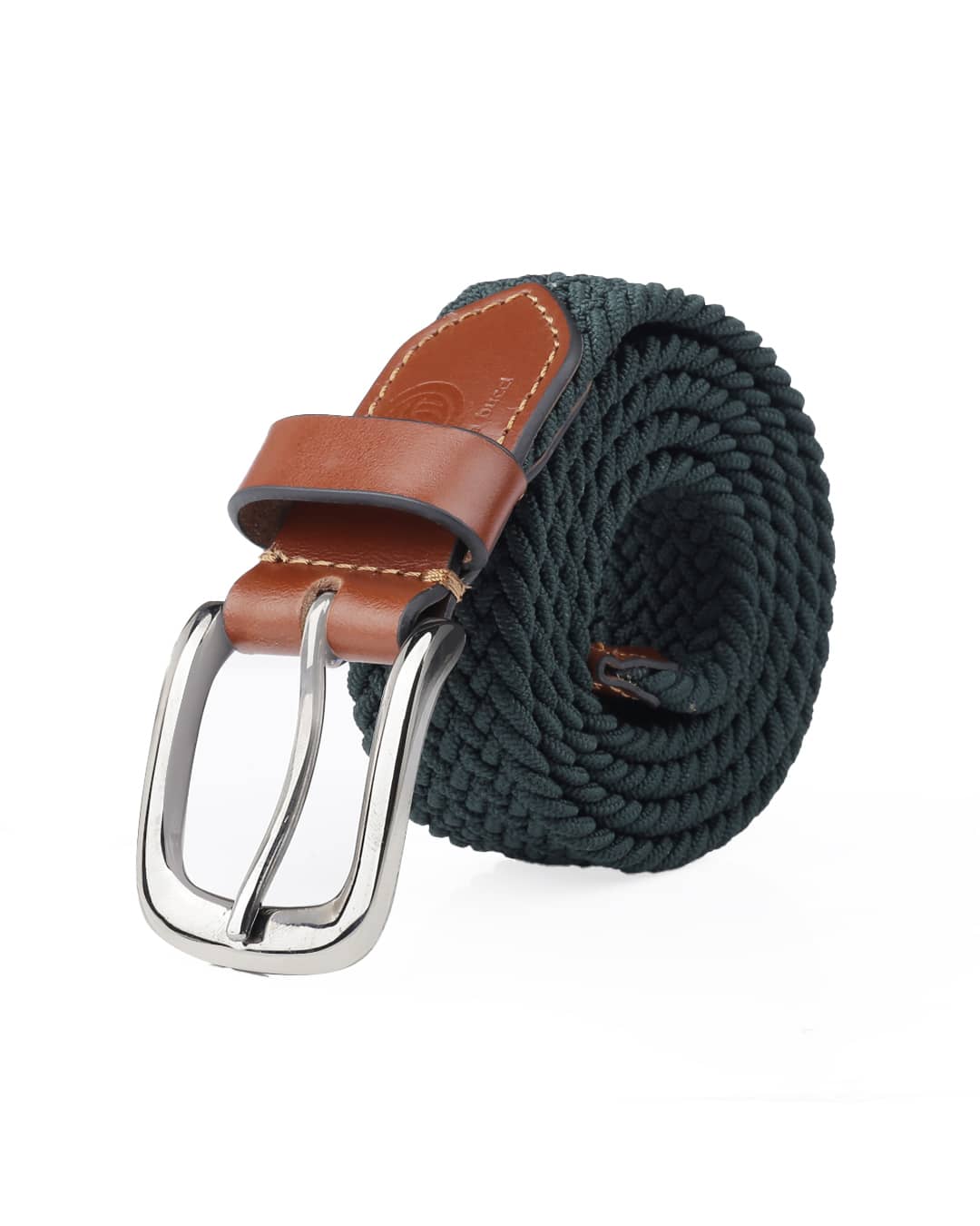 Bacca Bucci Men Elastic Braided Belt Golf Fabric Canvas Woven Stretch Belt with Leather loop Belt