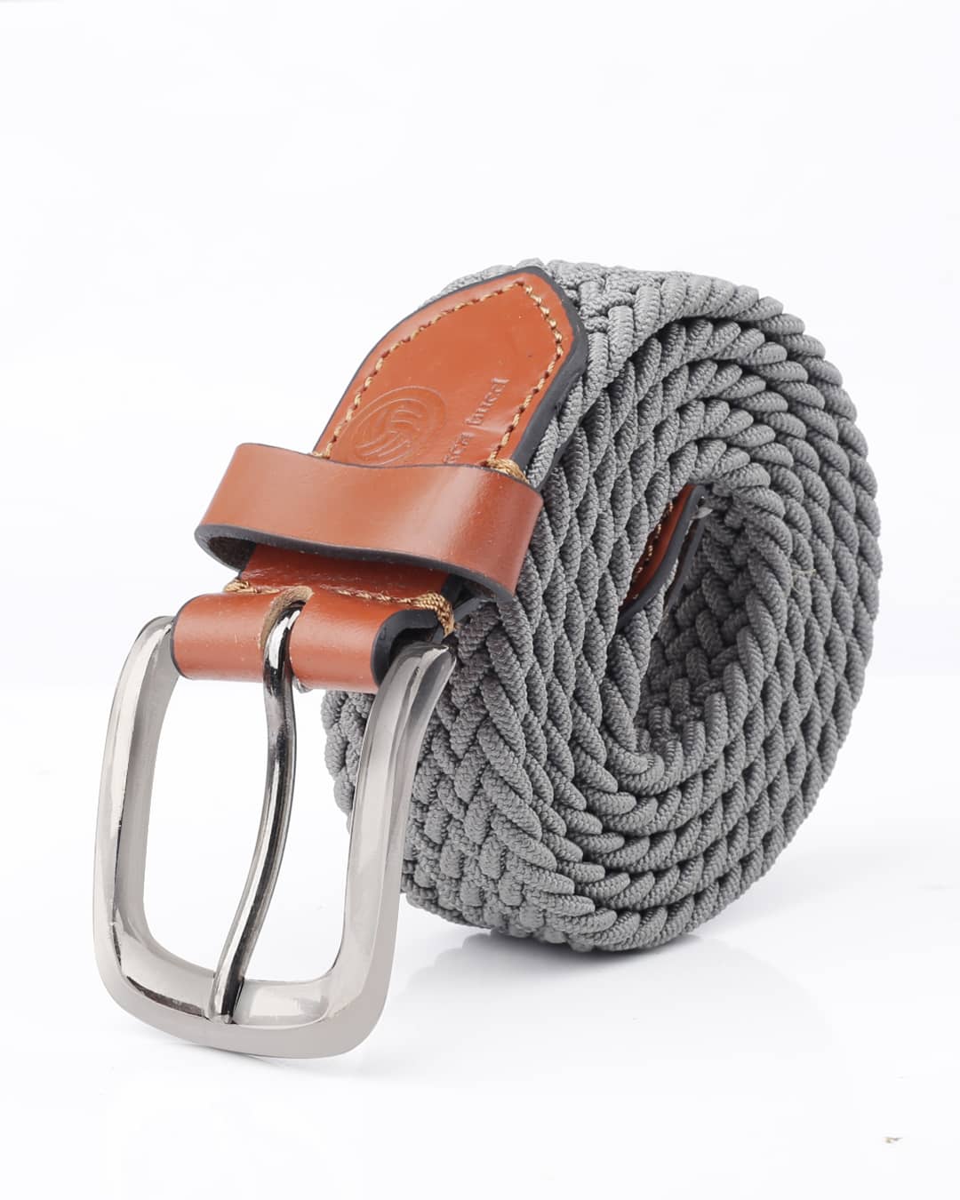 Bacca Bucci Men Elastic Braided Belt Golf Fabric Canvas Woven Stretch Belt with Leather loop Belt