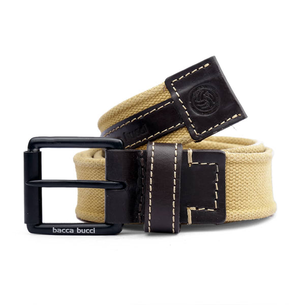 Bacca Bucci Water-Washed Canvas Belt with Genuine Leather Component