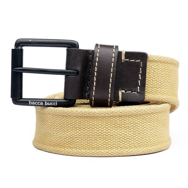 Bacca Bucci Water-Washed Canvas Belt with Genuine Leather Component