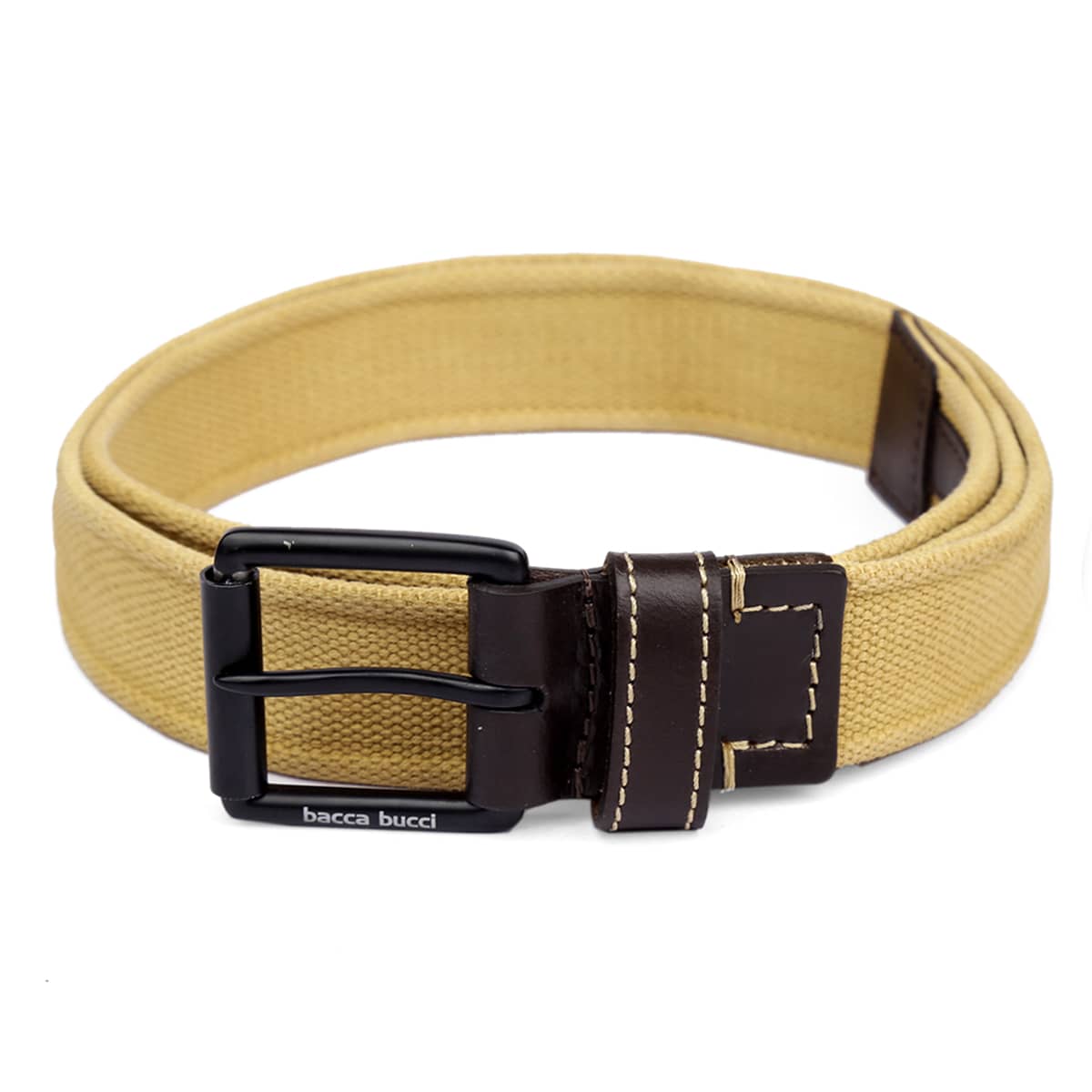 Bacca Bucci Water-Washed Canvas Belt with Genuine Leather Component