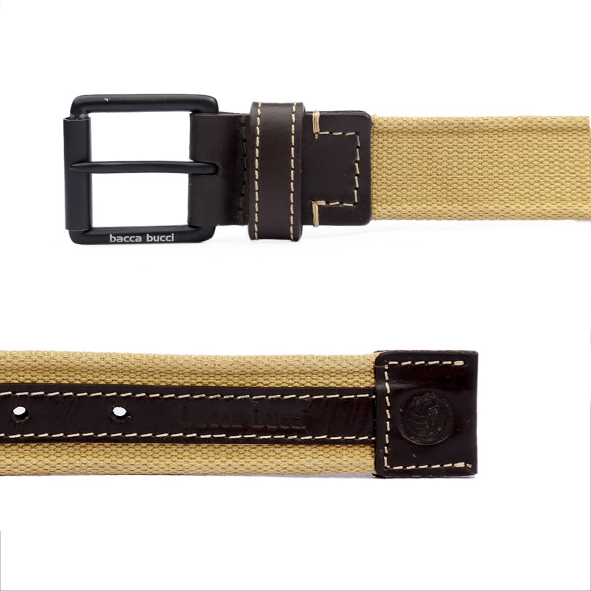 Bacca Bucci Water-Washed Canvas Belt with Genuine Leather Component