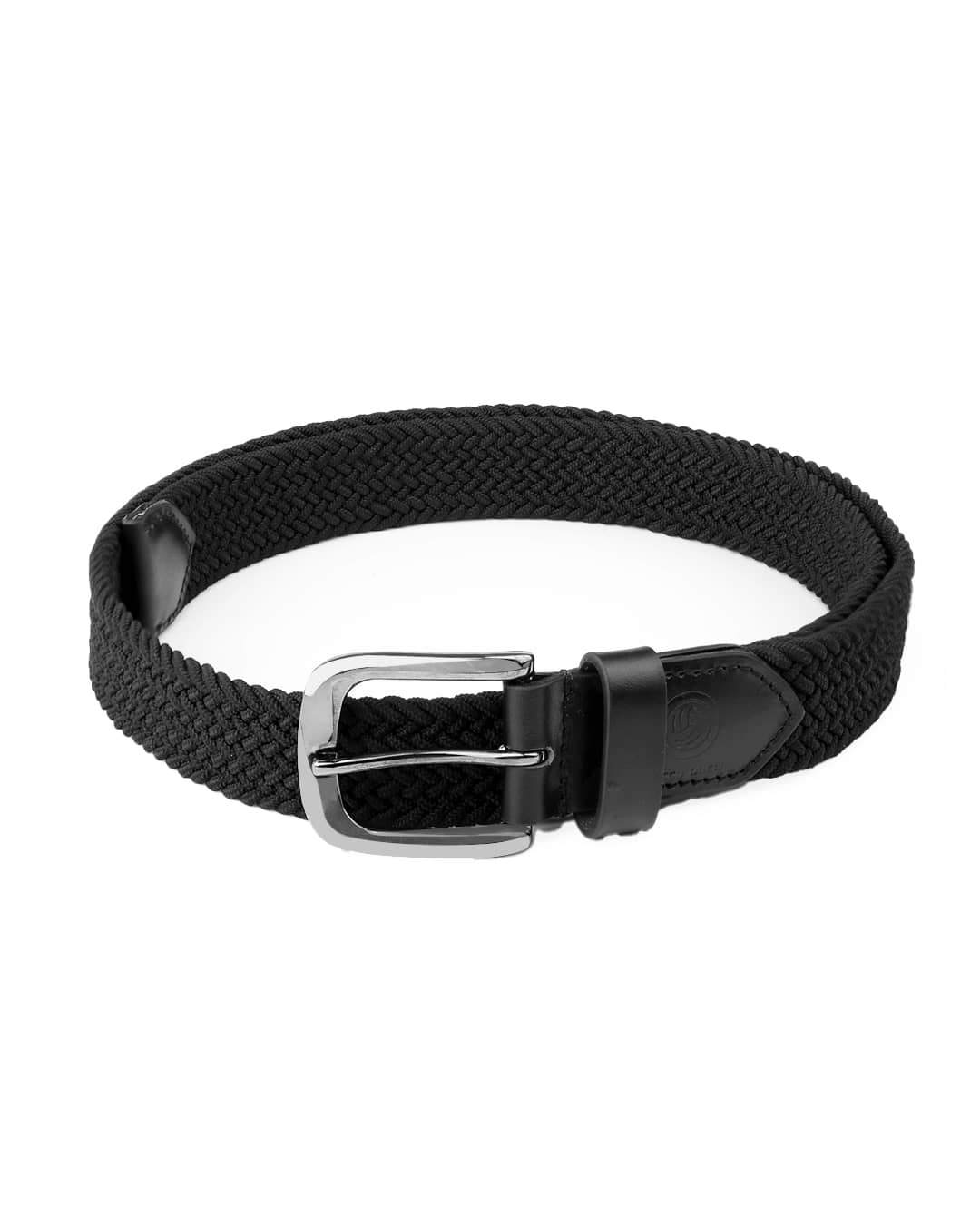 Bacca Bucci Men Elastic Braided Belt Golf Fabric Canvas Woven Stretch Belt with Leather loop Belt