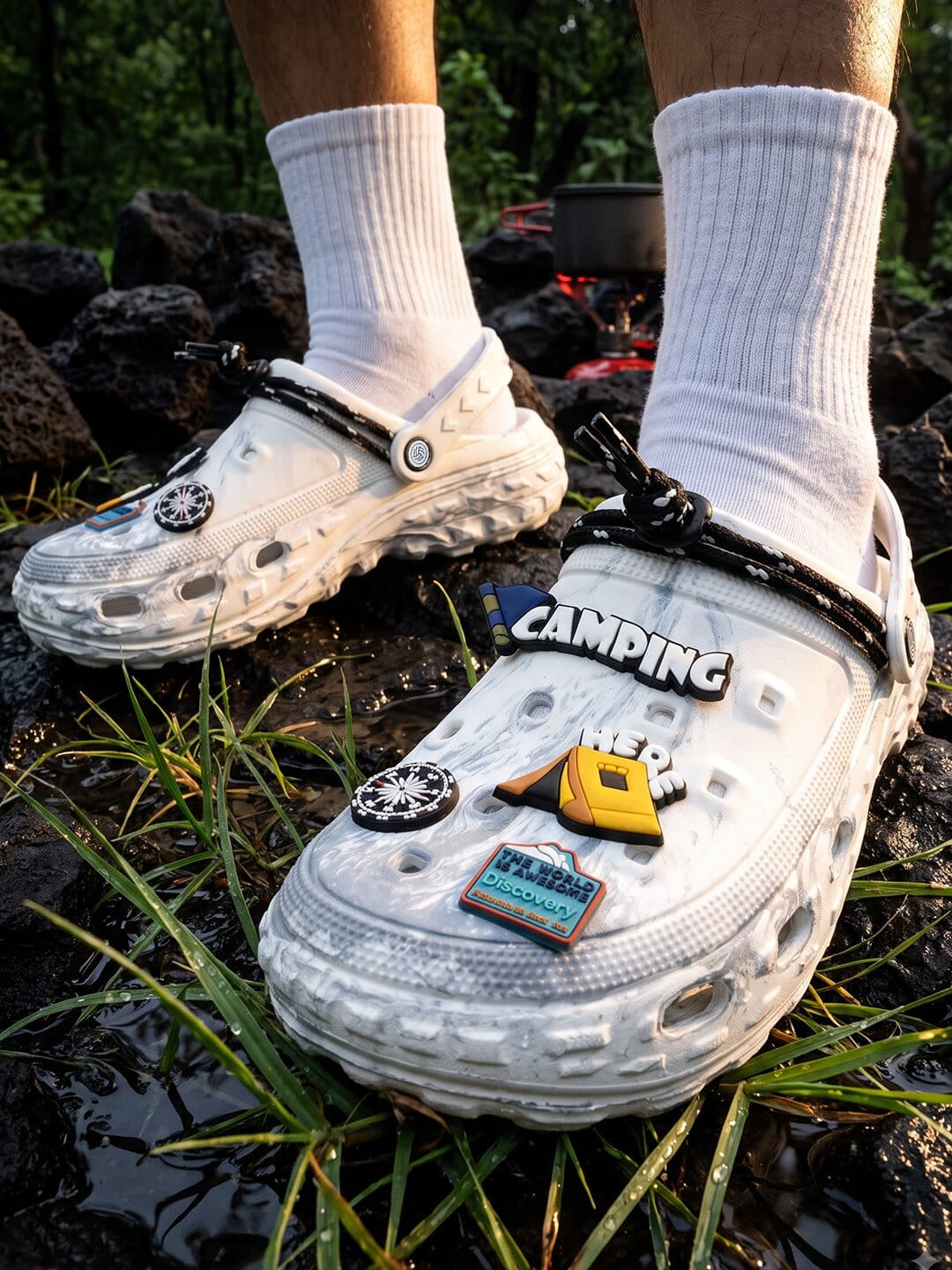 Discovery × Bacca Bucci Marble Clog Slides – Camping Hero Edition