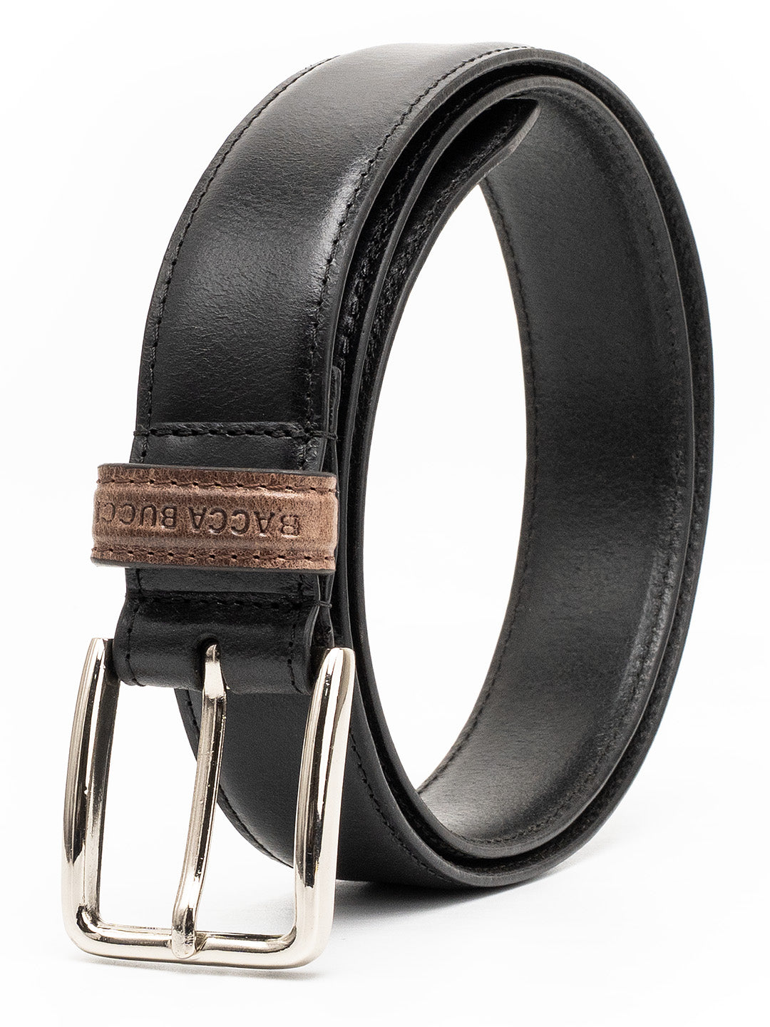 Bacca Bucci Classic Leather Belt with Metal Buckle