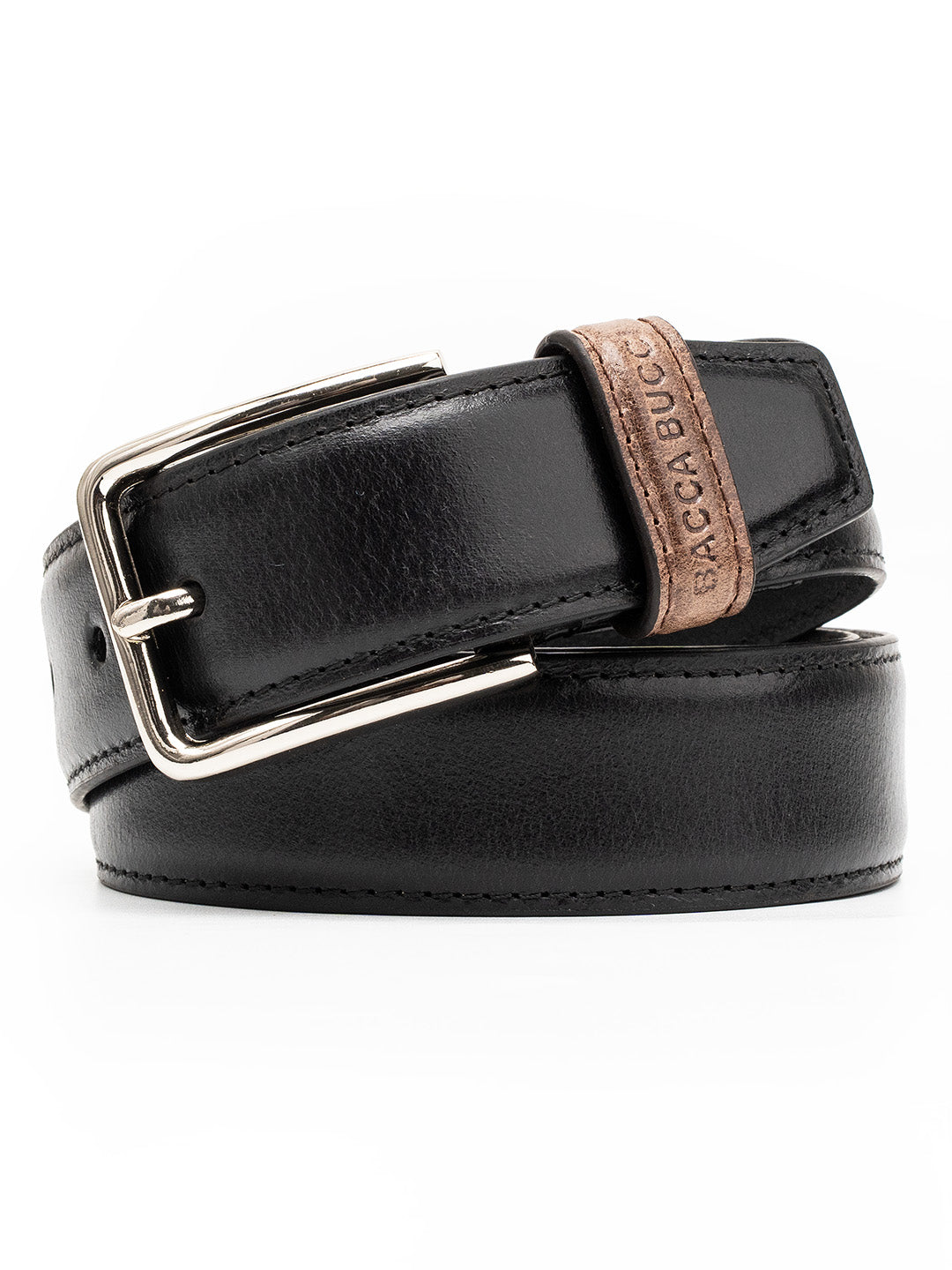 Bacca Bucci Classic Leather Belt with Metal Buckle