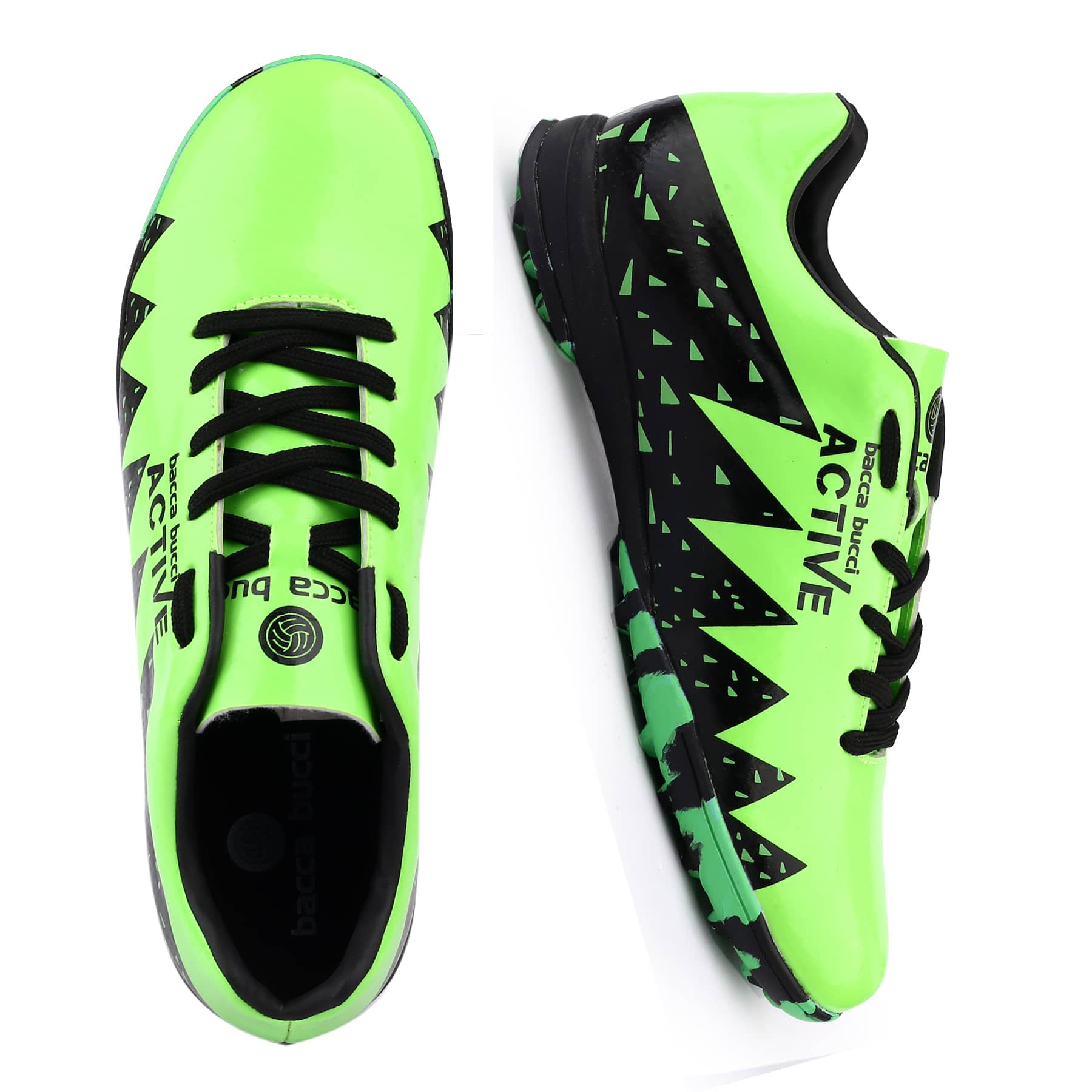 Bacca Bucci Neon Strike Pro Futsal Shoes – High-Performance Indoor Soccer Footwear with Enhanced Grip Sole, Dynamic Fit, Lightweight Design in Striking Neon Green with Agile Traction Control