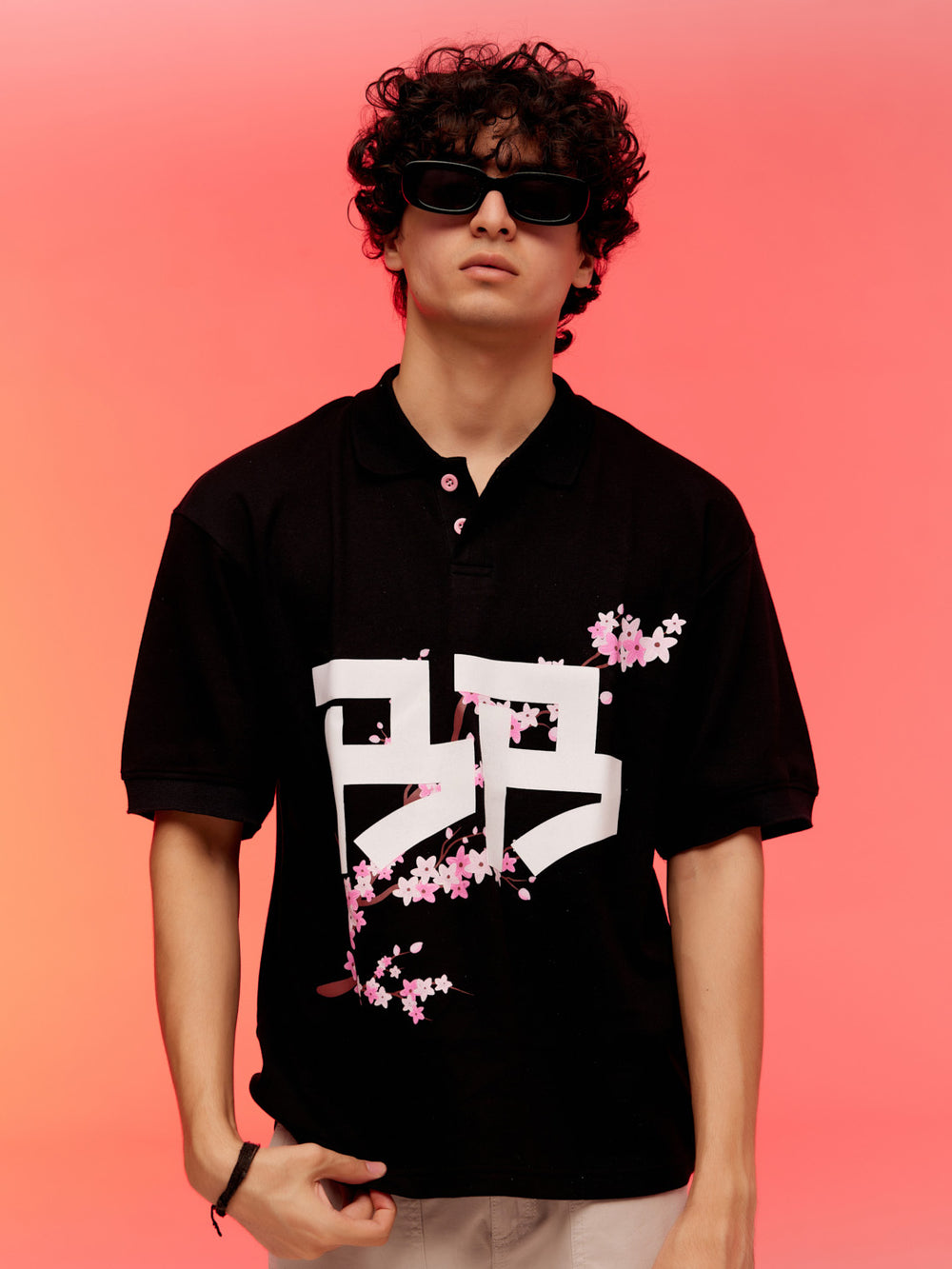 Oversized organic T-shirt Cherry blossom